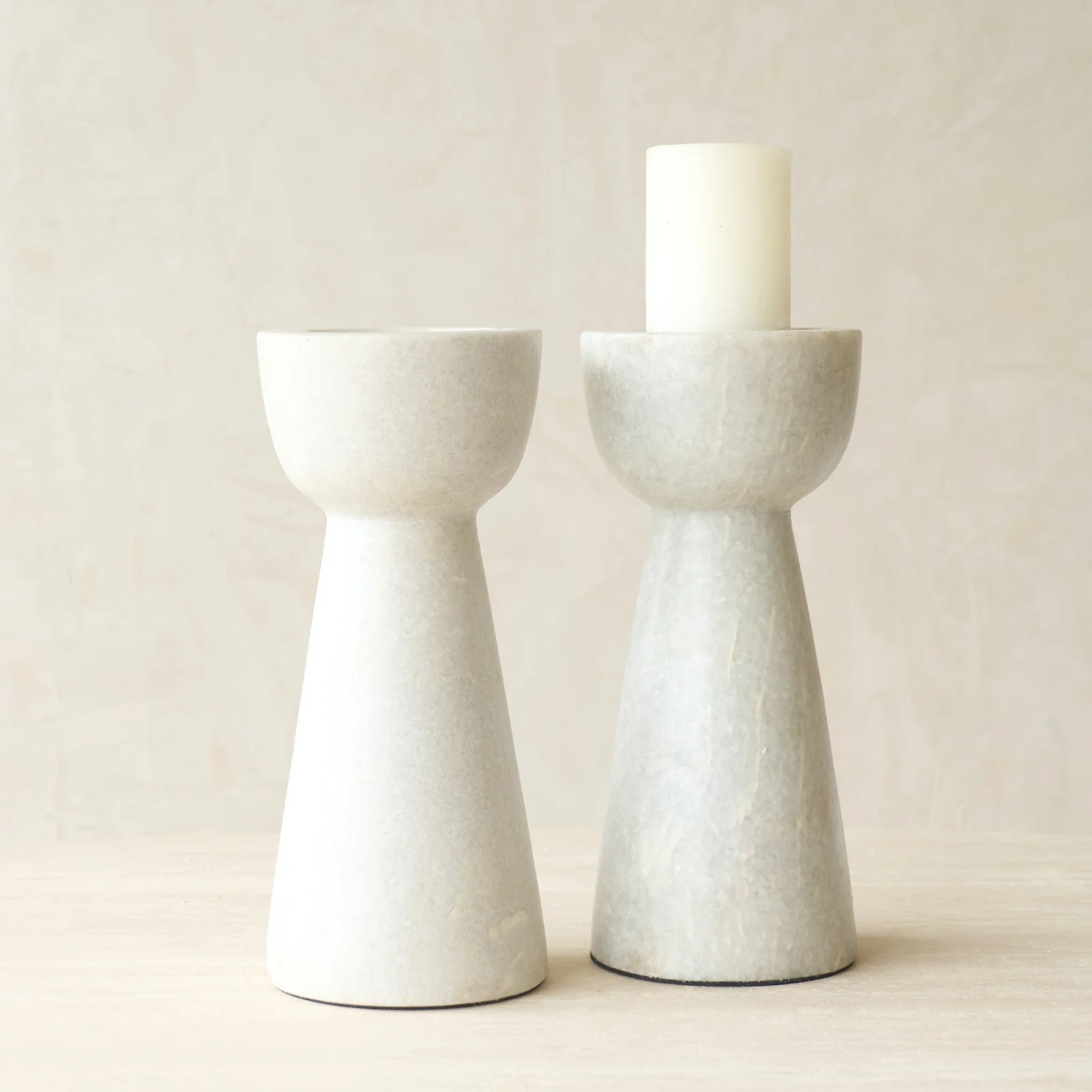 Detailed Mirage Candleholder White Marble Lightweight