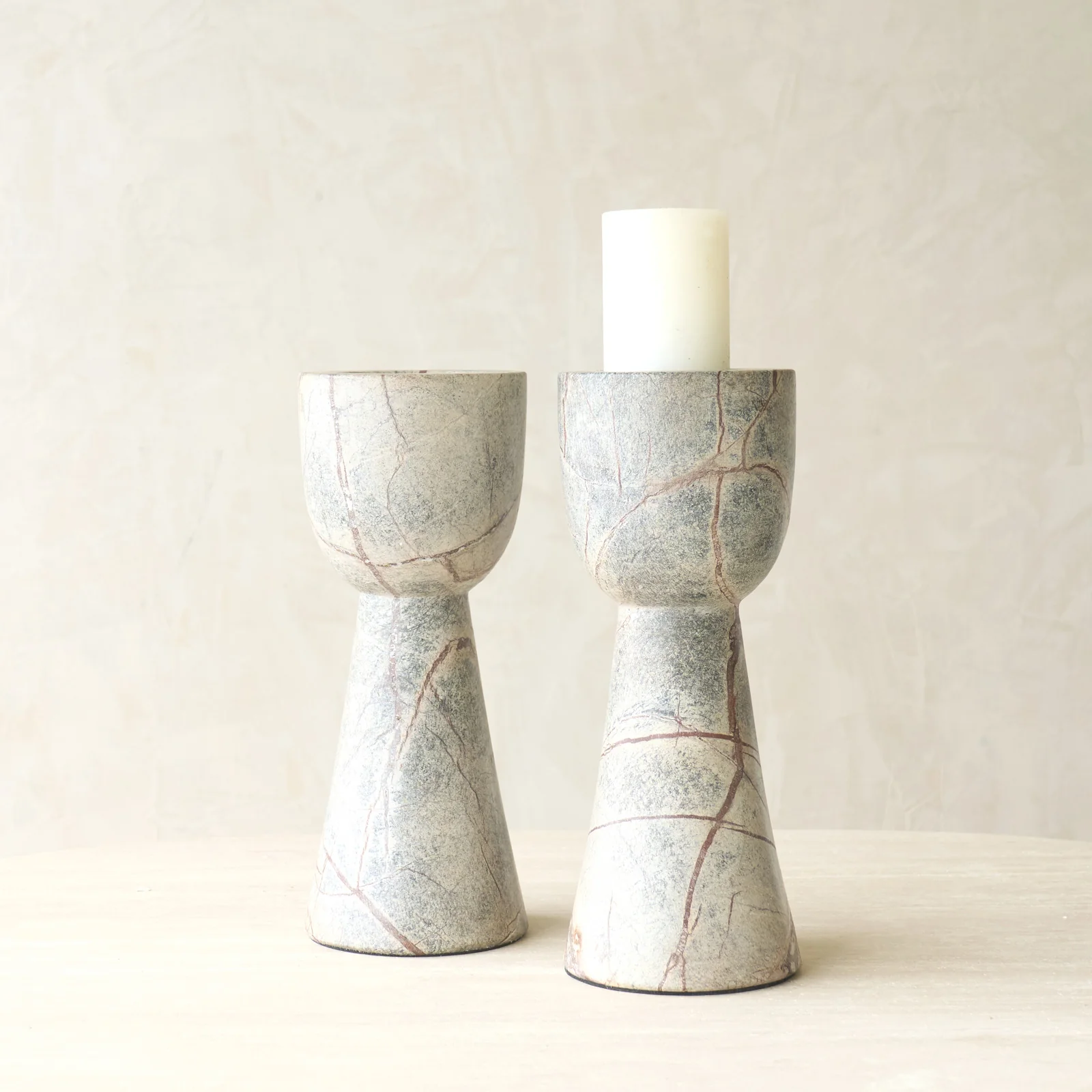 Superior Mirage Candleholder Gray Marble Premium Material