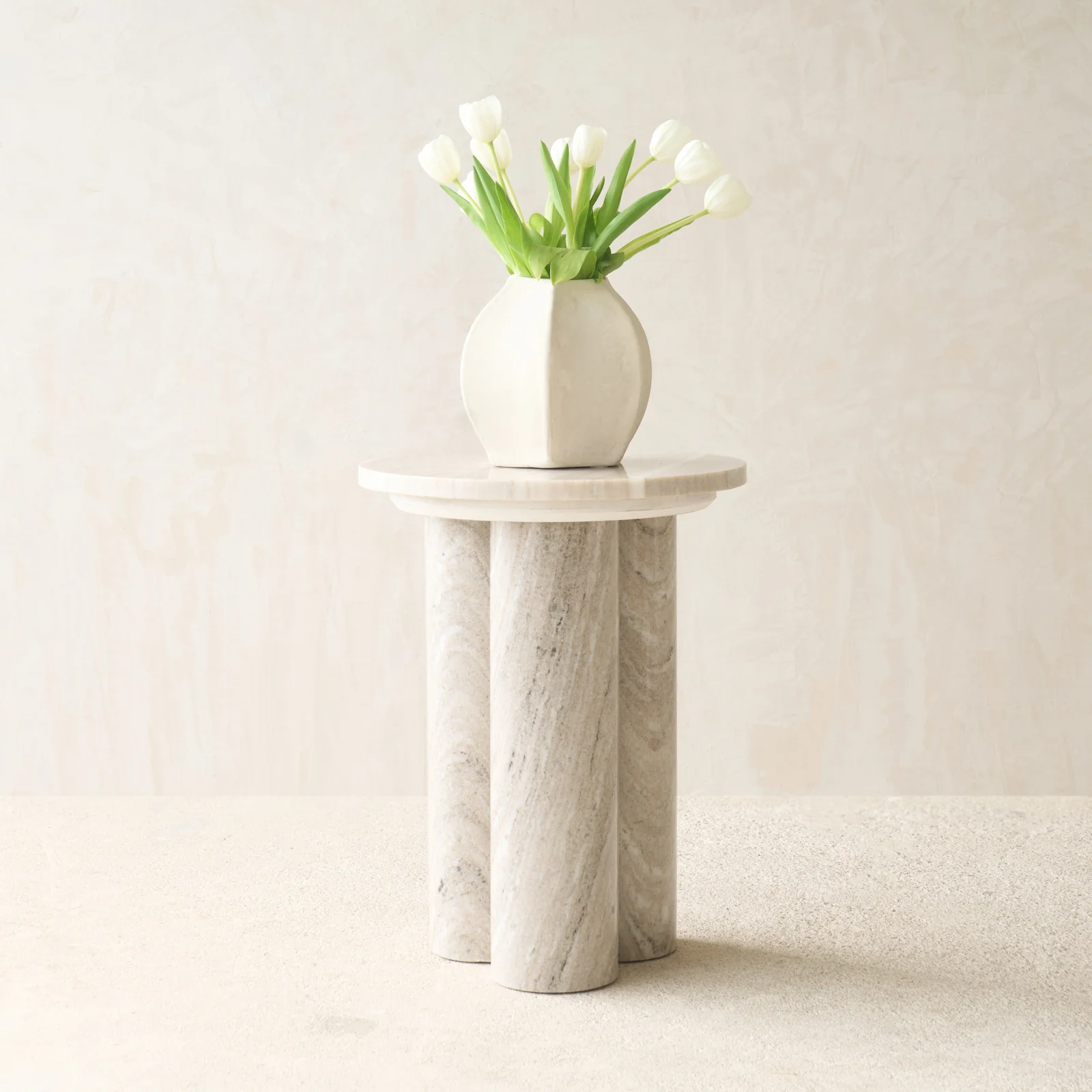 Advanced Round Pillar Marble Side Table Responsible