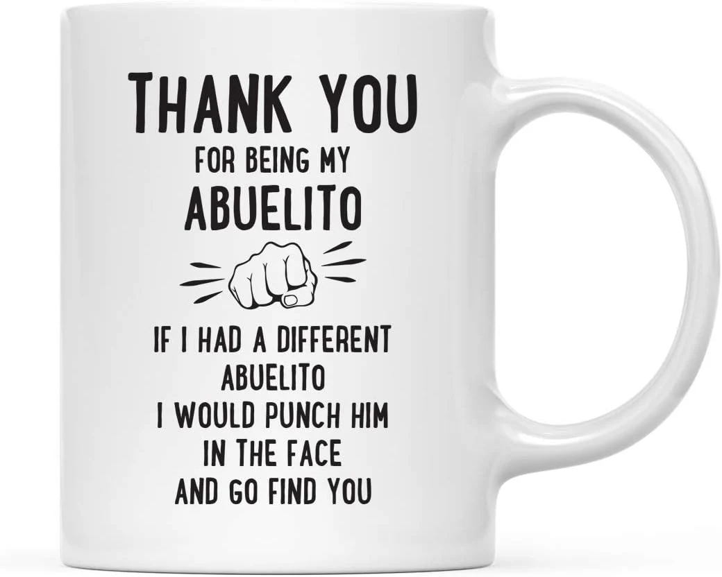 High-End Andaz Press Funny Family 11oz. Coffee Mug Gift Thank You for Being My Abuelito Punch in Face 1-Pack Christmas Birthday Drinking Cup Present Ideas Green