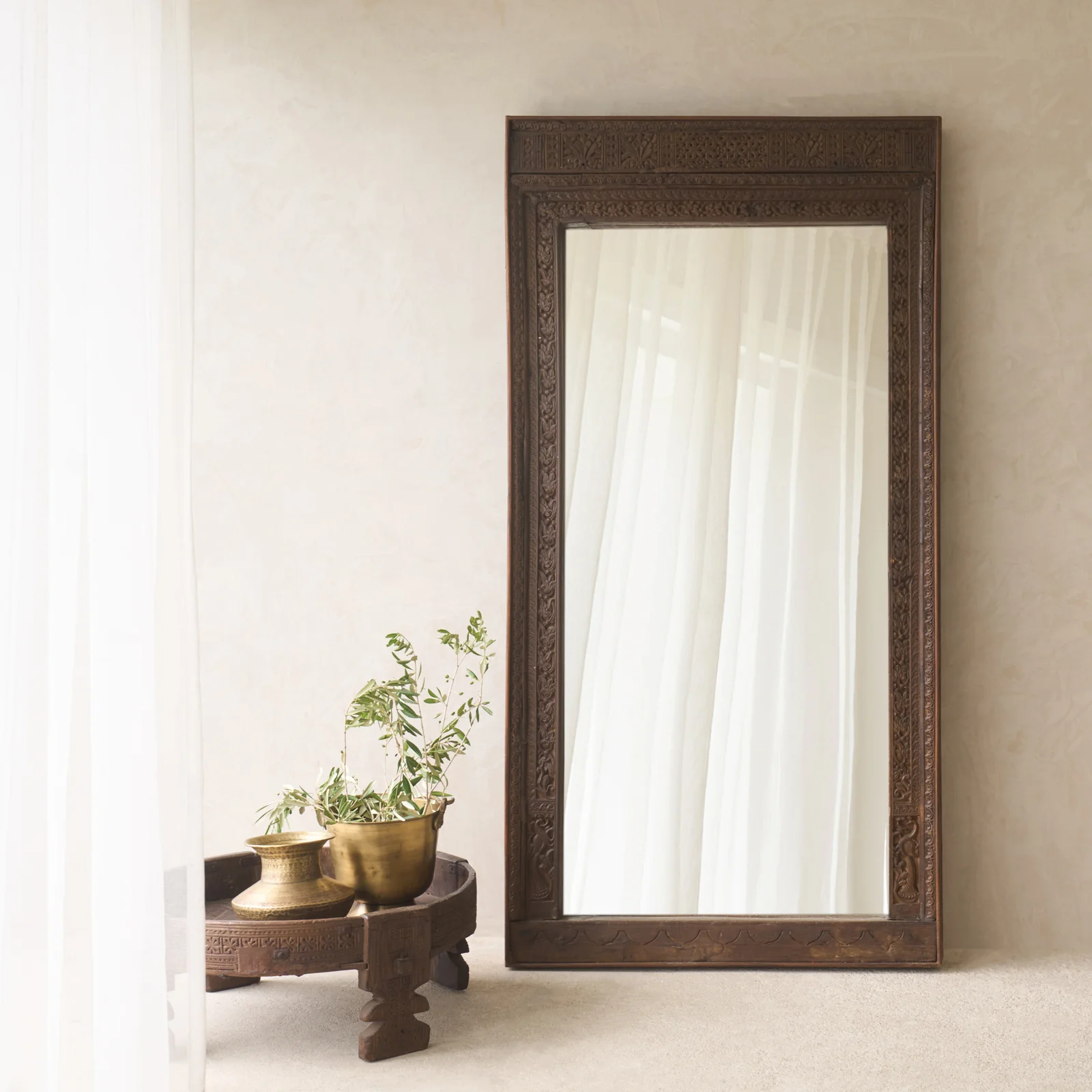 Effective Vintage Teak Carved Mirror Dark Brown No. 1 User-Friendly