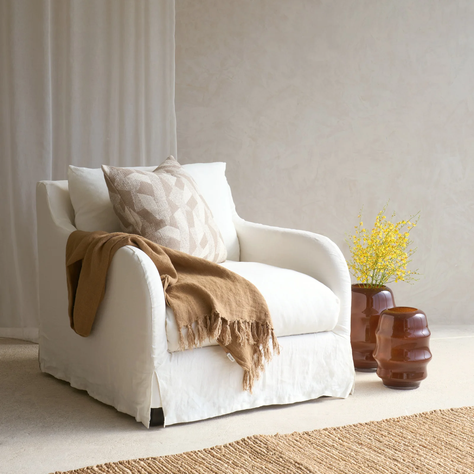 Specialty Corte Fabric Armchair Off White Versatile