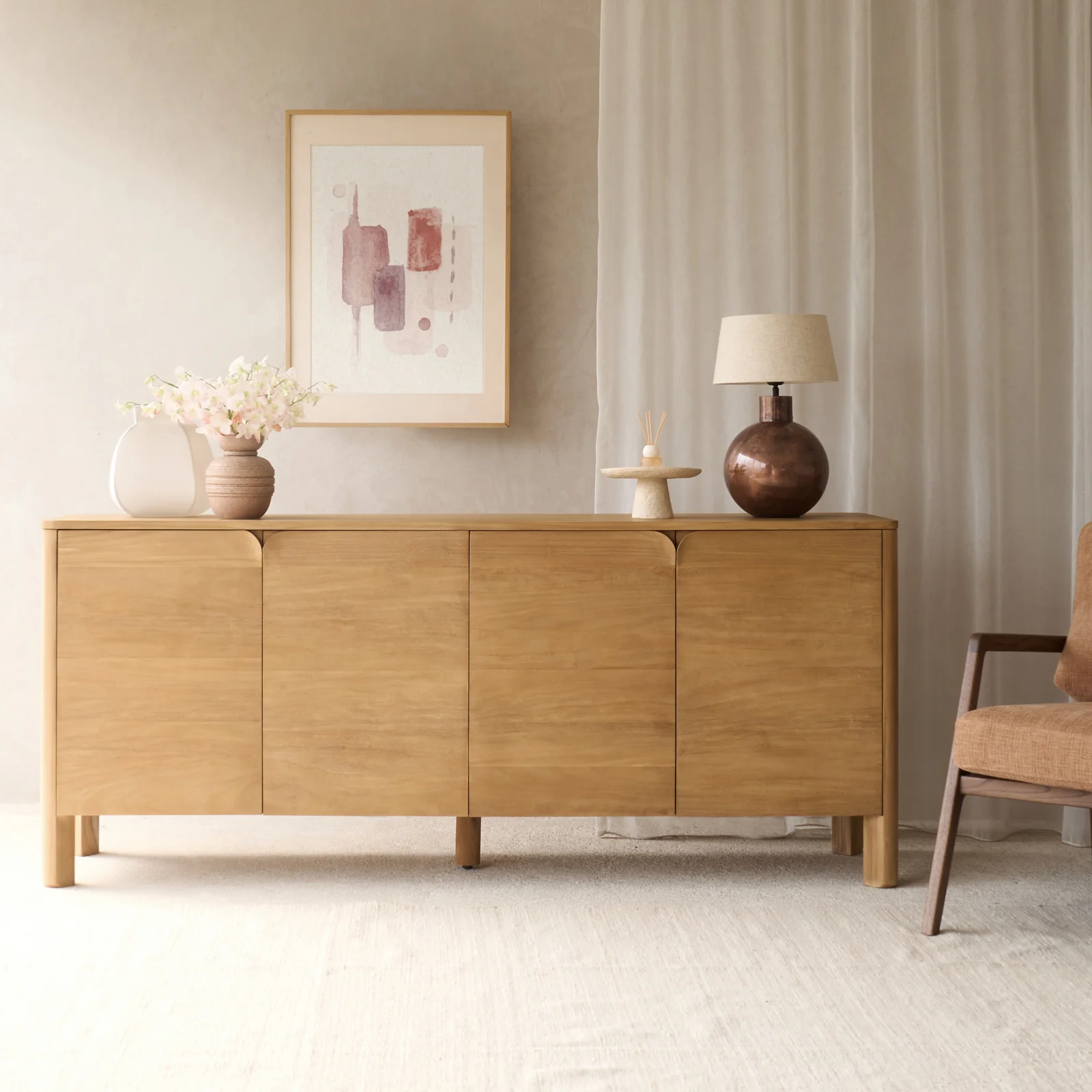 Fine Crafted Page Sideboard Teak 200cm Natural