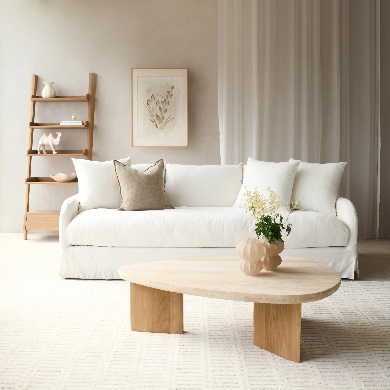 Elite Corte Fabric Sofa Off White Fashionable