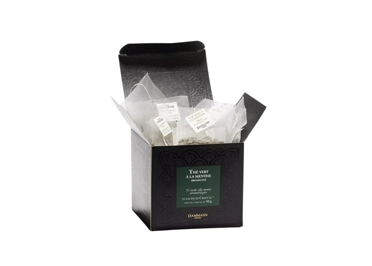 Artisan Dammann Freres Satchets Mint Flavor Tea Bags Premium Gourmet French Green Tea 25 Count Single Pack Casual