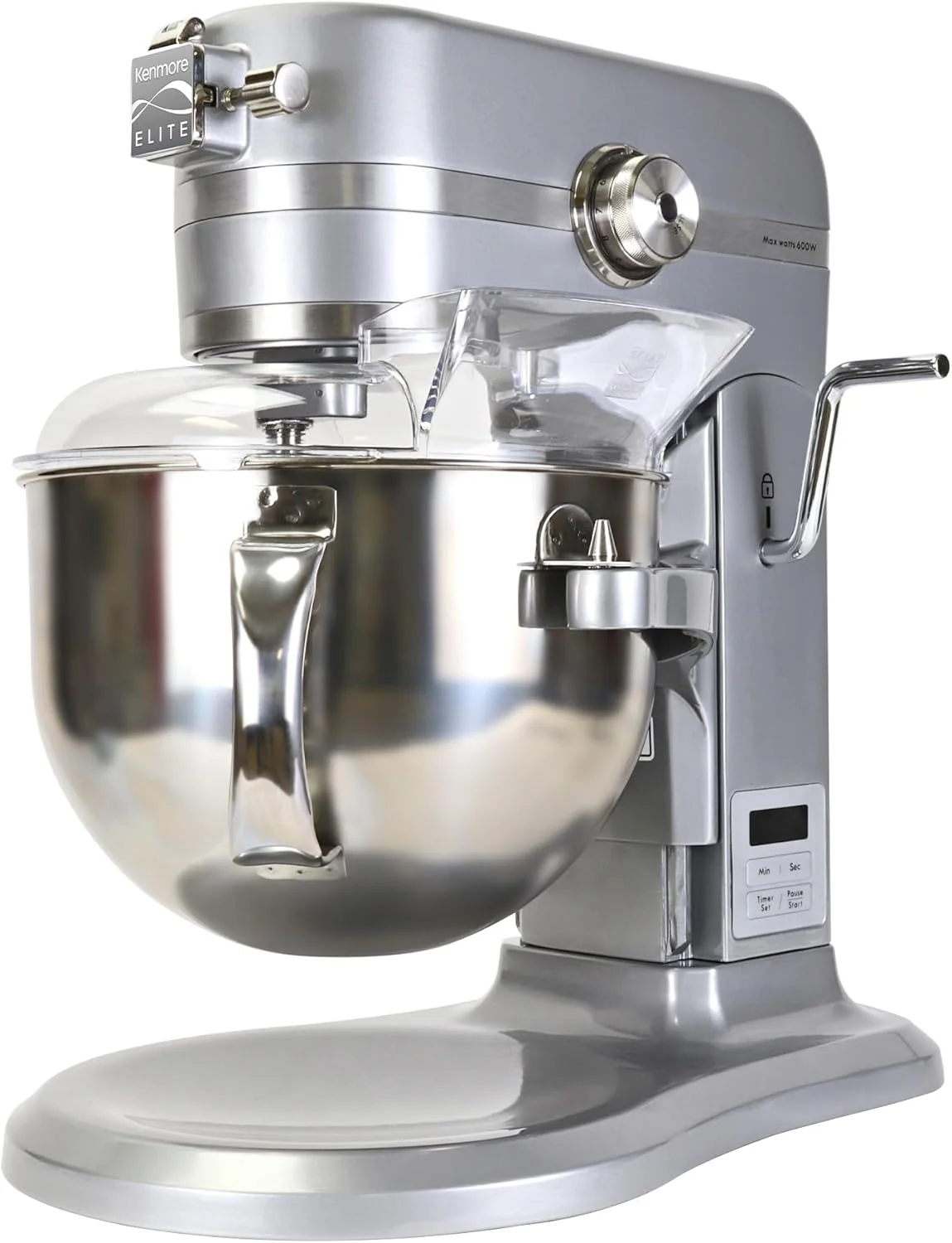 Expertly Made Kenmore Elite Heavy-Duty 6 Qt Bowl-Lift Stand Mixer 600 Watts with Flat Beater Wire Whisk Dough Hook Stainless Steel Bowls LED Light Contemporary