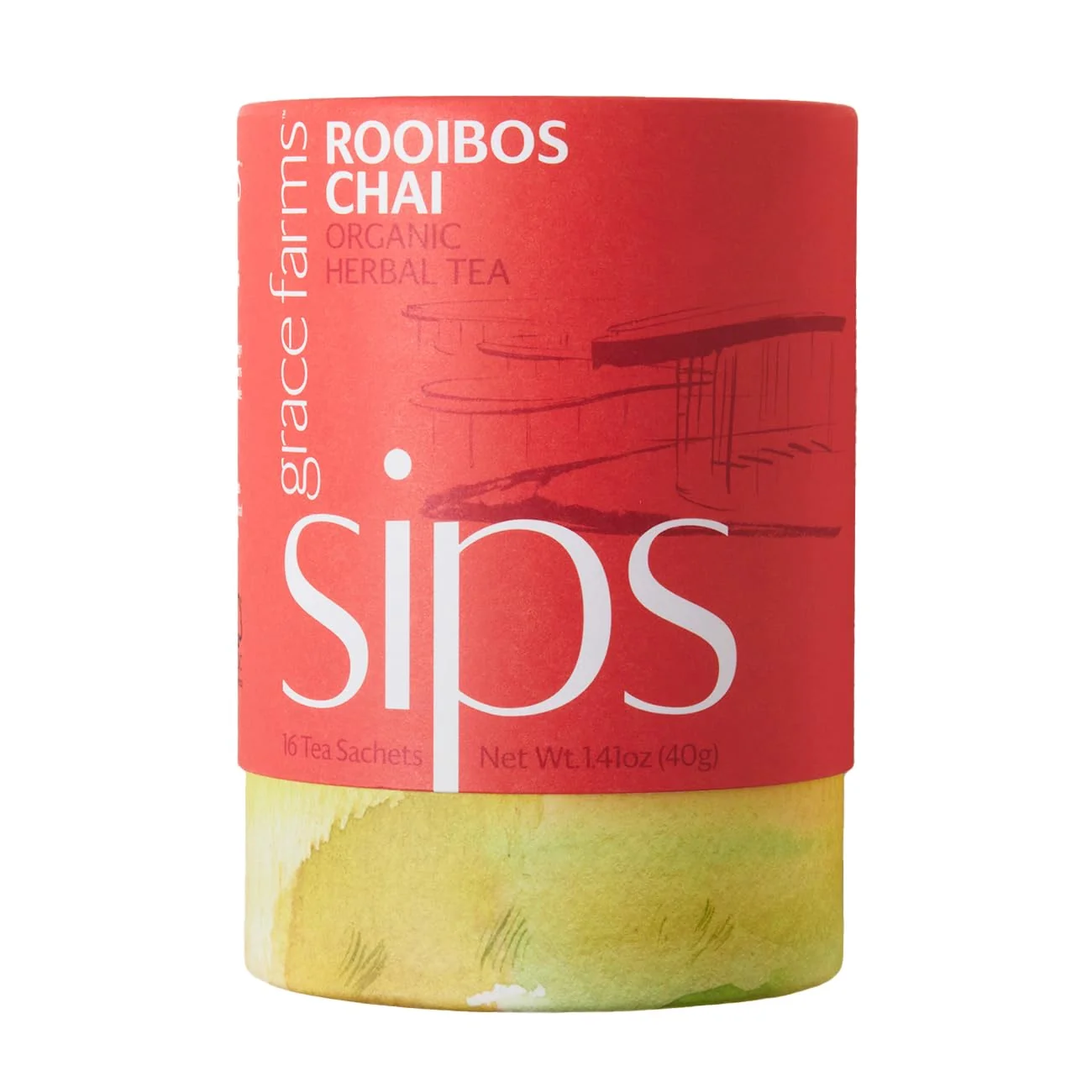 Specialty Grace Farms Rooibos Chai Herbal Tea 16 Pyramid Sachets Healthy and Caffeine Organic Fair Trade and Kosher Fine Crafted
