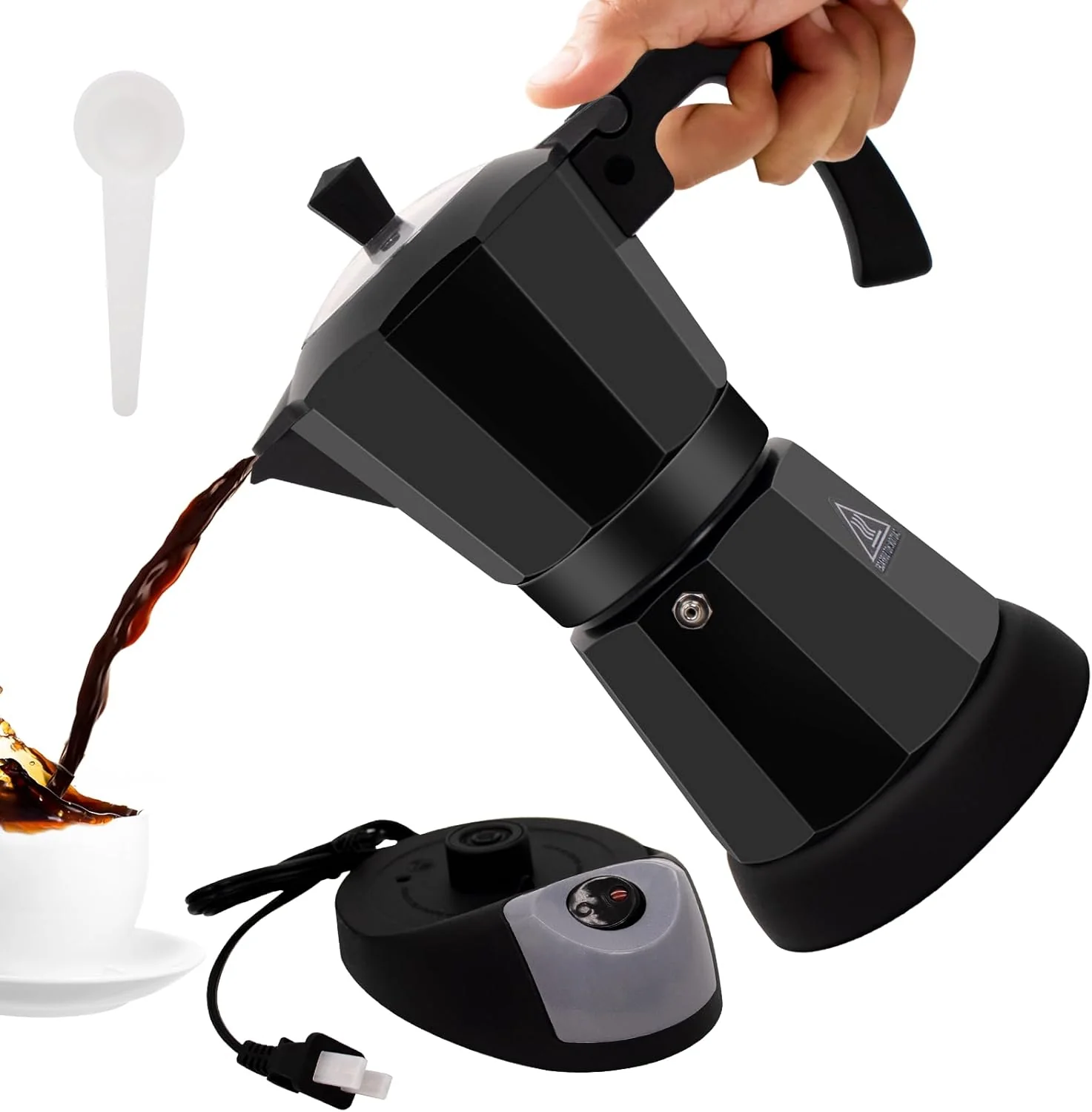 Top-Quality Electric Aluminum Moka Pot 5-6 Cup 270ml Espresso Maker with Detachable Base I Coffee Makers for Home MochaPot Italian and Cuban Café Coffeemaker Verified