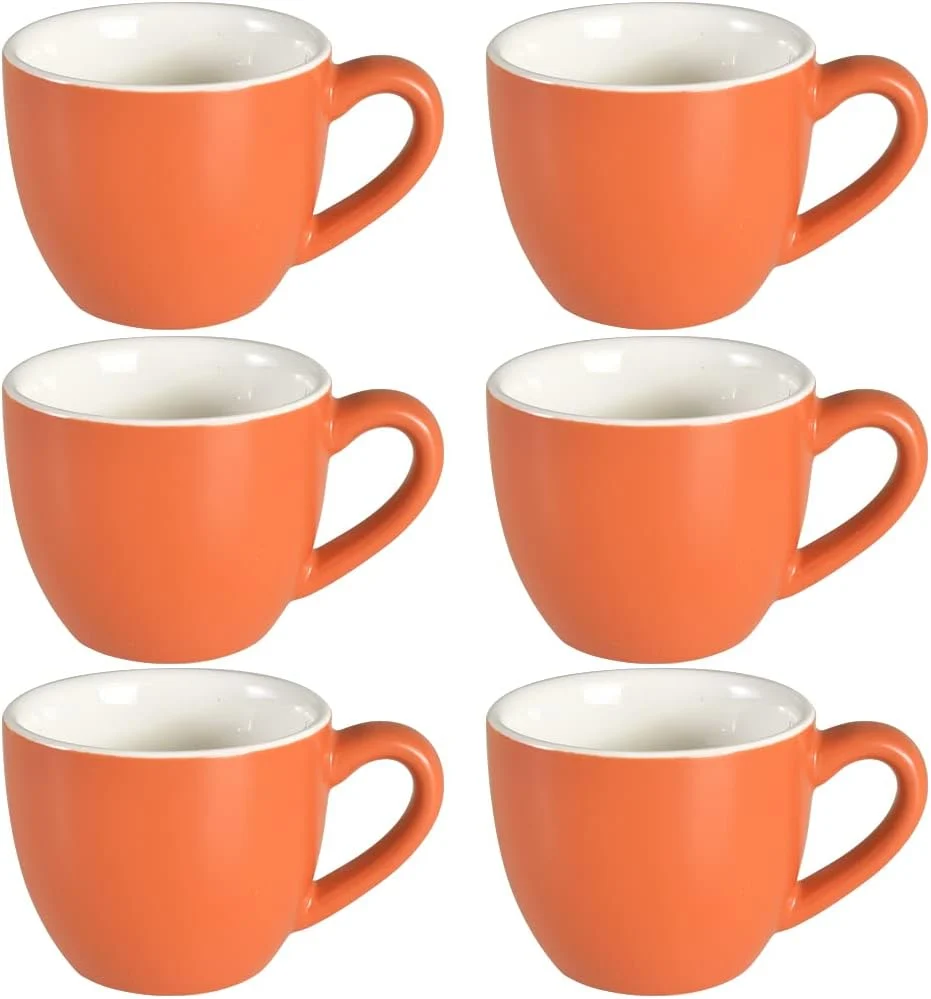 Consistent homEdge Mini Procelain Espresso Cup 3 Ounces 90 ml Tiny Coffee Mugs Demitasse for Espresso Tea- Orange Solid