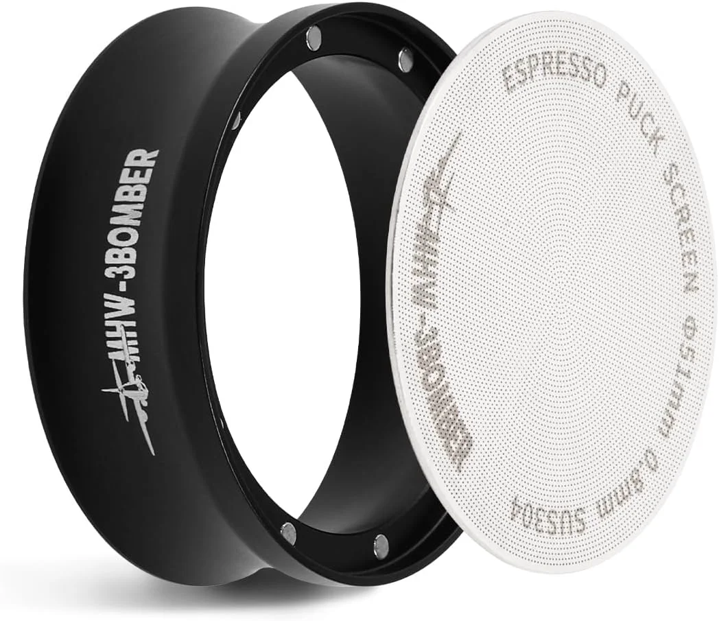 Lightweight MHW-3BOMBER 51mm Espresso Dosing Funnel amp Puck Screen Set Magnetic Dosing Rring amp Reusable Filter kit Compatible with 51mm Bottomless Portafilter Coffee Dosing Ring with Eppresso Puck DR7015-OS Clean