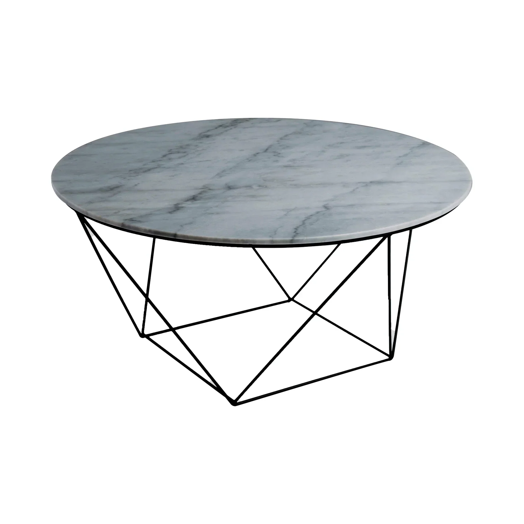 Original Valencia Round Coffee Table – Grey Marble Black Matte High-Grade