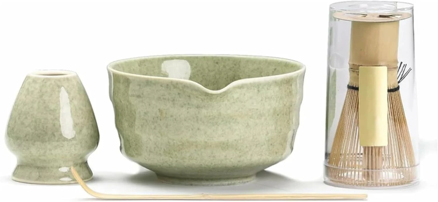 Elegant Matcha Whisk Set – Ceramic Bowl Bamboo Chasen Chashaku Holder Japanese Matcha Kit for Beginners Proven