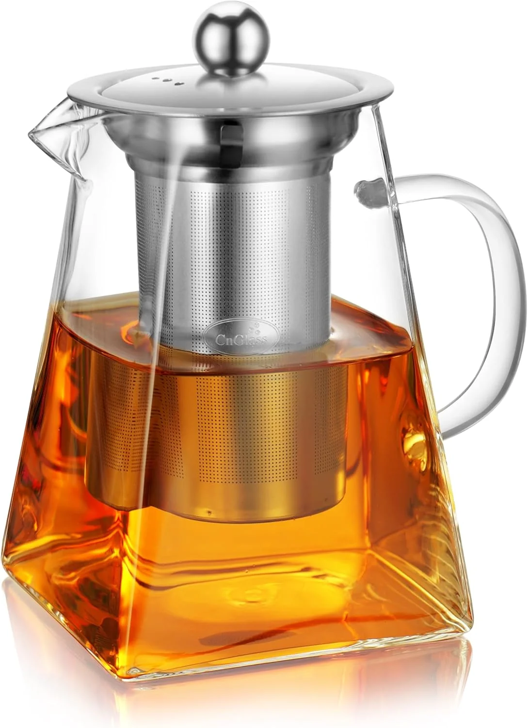 Fast Cnglass Glass Teapot with Infuser 31oz Clear Glass Tea Kettle with Removable Stainless Steel Strainer Traditional