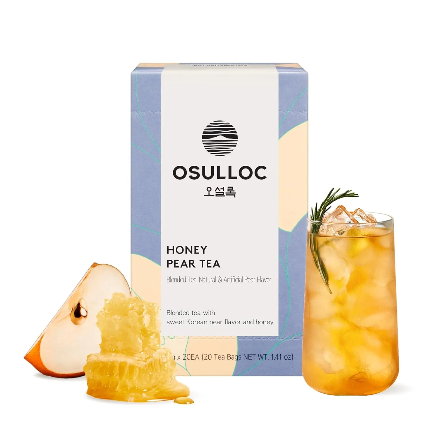 Traditional Osulloc Honey Pear Tea Sweet Pear Honey Flavor Fruit tea Blend Premium Teabags from Jeju Island 20 count Efficient