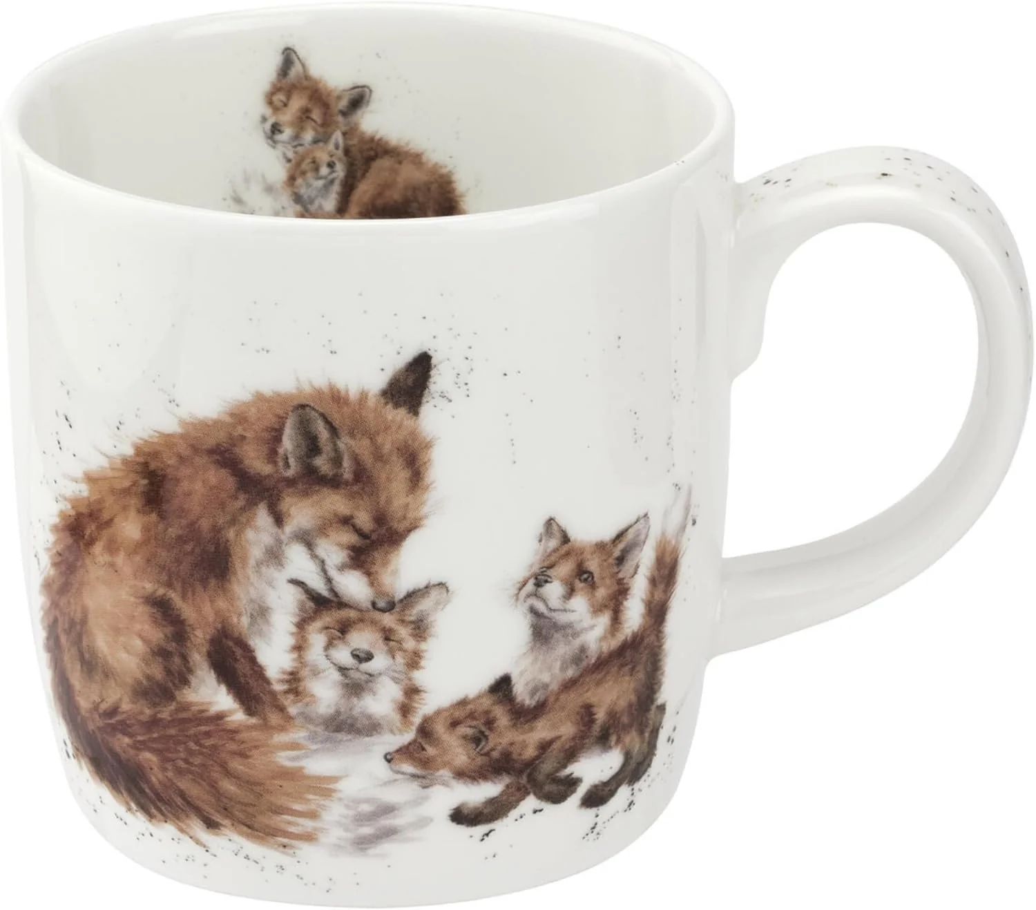Premium Royal Worcester Wrendale Designs 14 oz Mug Bedtime Kisses – Fine Bone China with Fox Family Motif Premium Material
