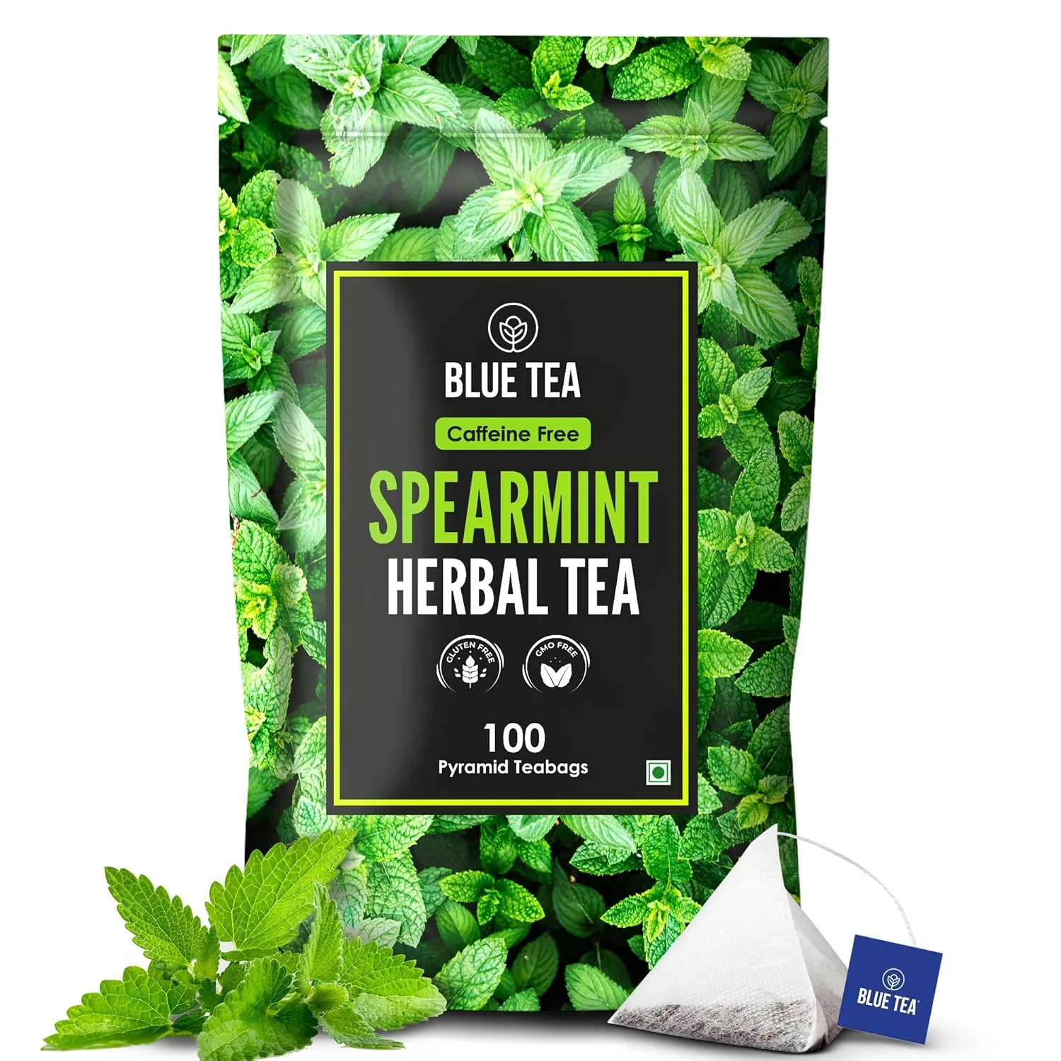 Traditional Blue TEA – Spearmint Tea – 100 Count – Pyramid Plant Based Tea Bag Pcos Relief Balances Hormones – Support Digestion Refreshing Flavour World-Class
