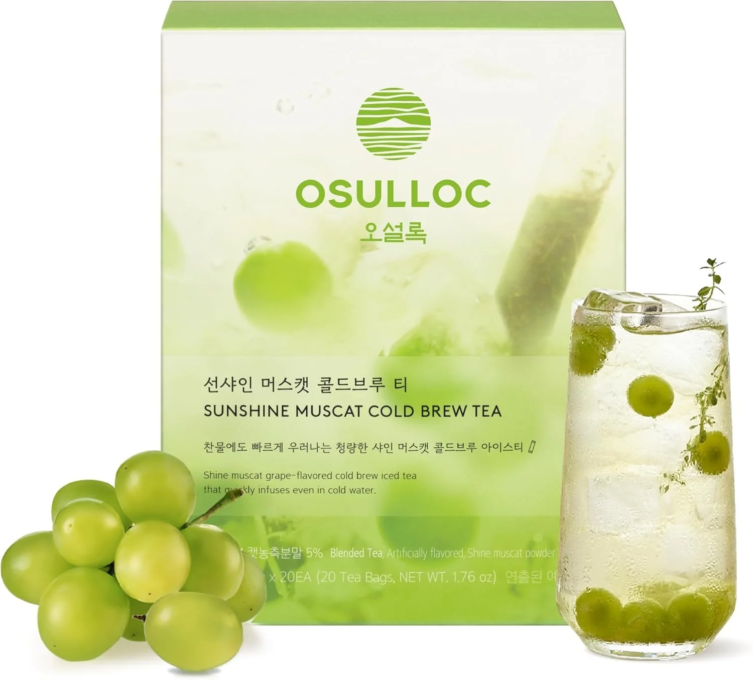 Proven Osulloc Sunshine Muscat Cold Brew Tea Sweet Muscat flavored iced tea Hydration Tea Packets 20ea 1.76oz Outstanding