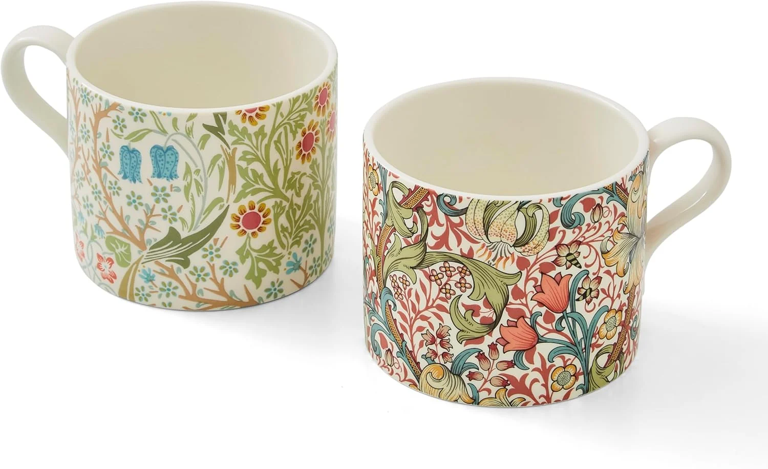 Smart Spode Morris Co Porcelain Mugs Set of 2-12oz Microwave and Dishwasher Safe Tea Coffee Cups for Kitchen Countertop or Home Brew Coffee Station Fine Crafted