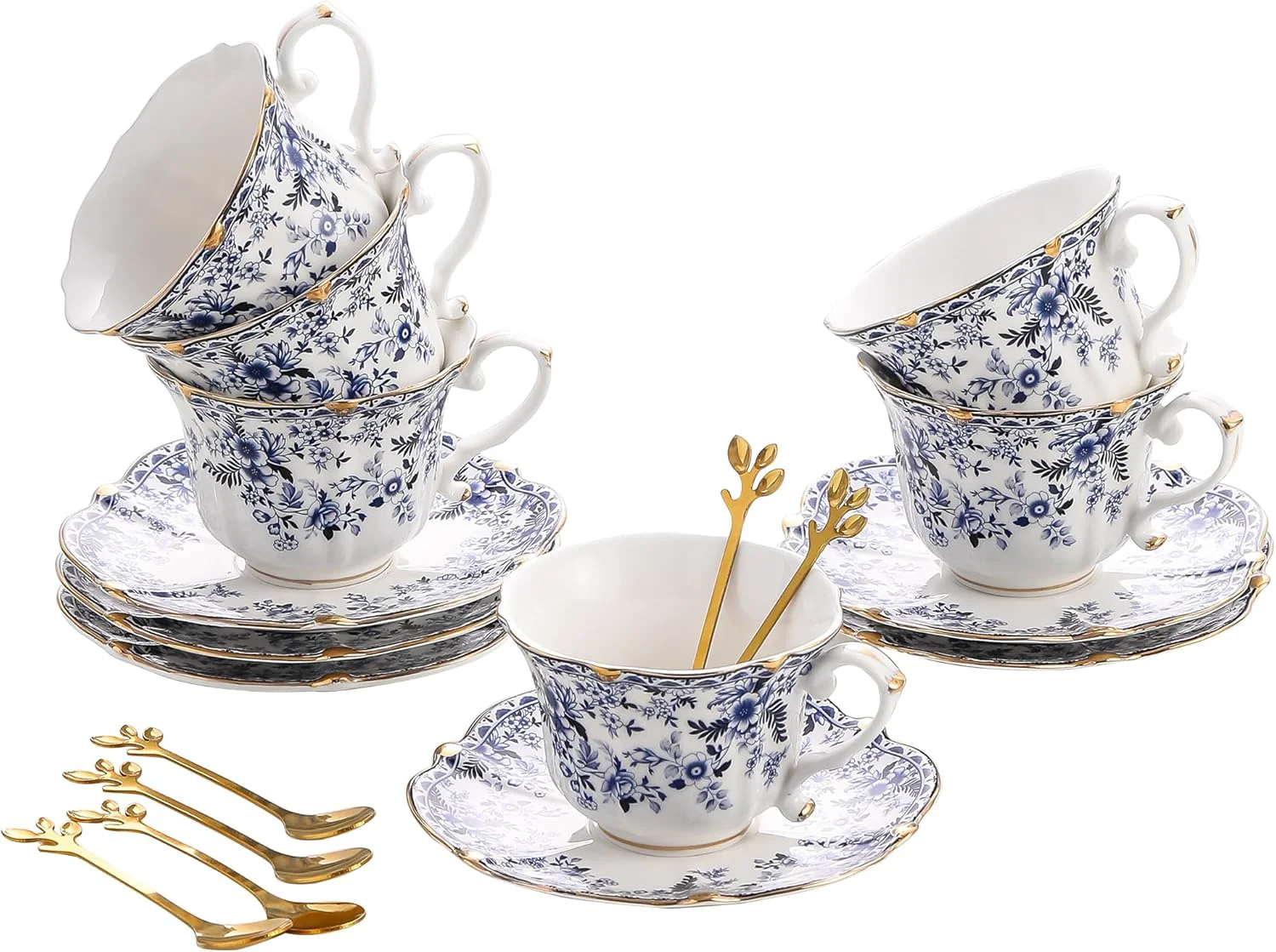 Casual Tatsumi Country Roses 18 Peices Bone China Tea Cup And Saucer Set English Vintage Tea Cups Of 6 For Women And Tea Party Sets First-Class