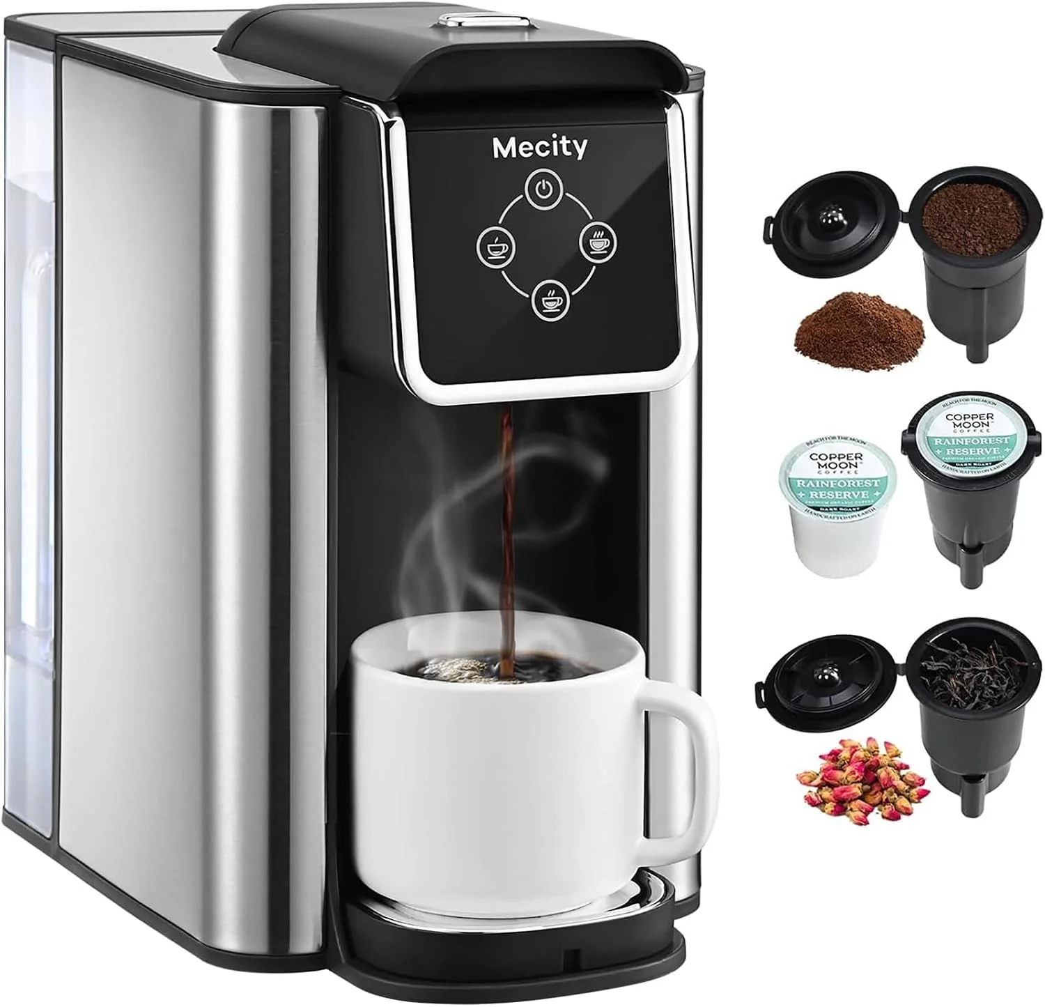 Prestigious Mecity Coffee Maker 3 in 1 Single Serve Coffee Machine Compatible with K cup Capsules Instant Coffee Pot Tea maker 6 8 10 Oz Cup Removable 50 Oz Water Reservoir 120V 1150W Green