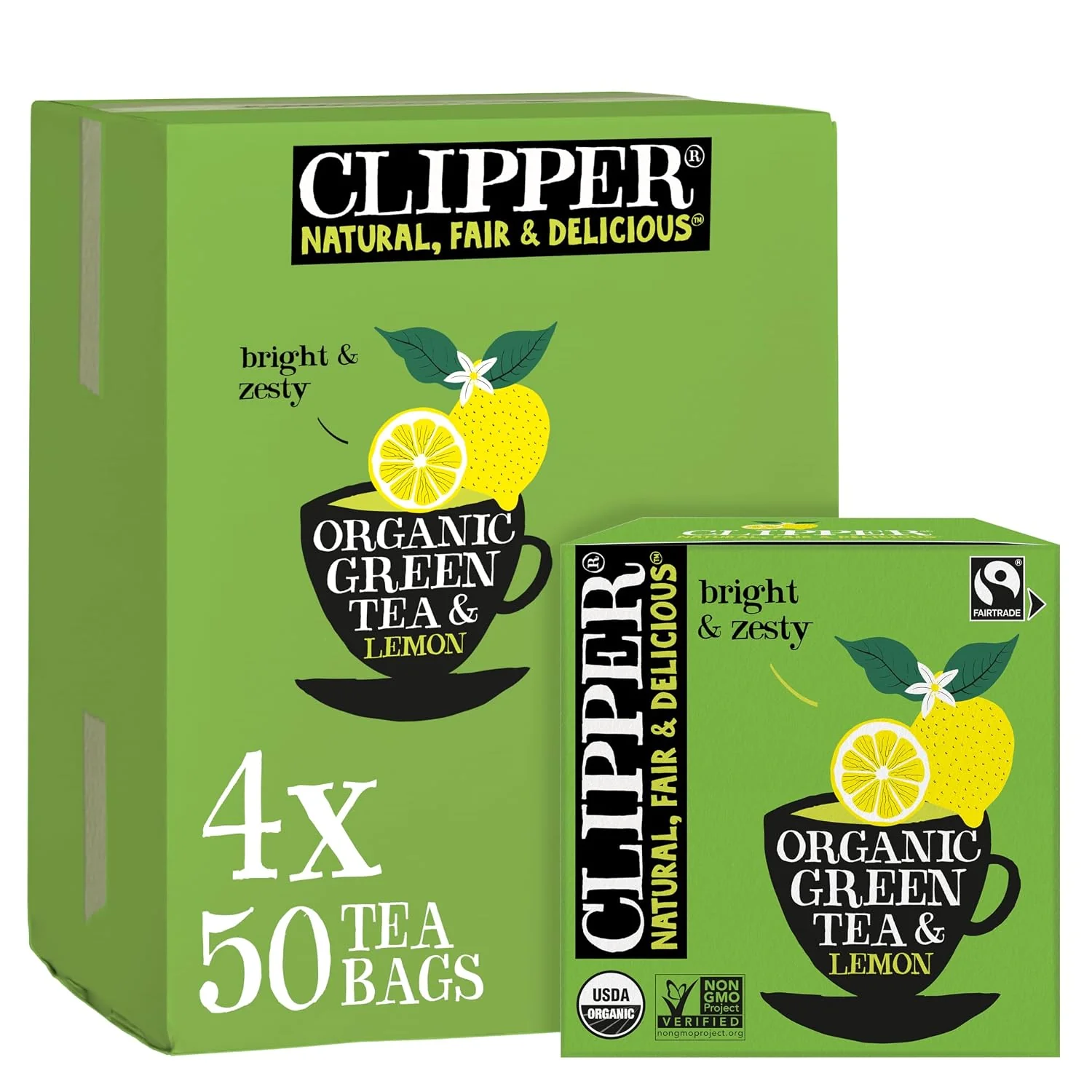 Original Clipper Organic Green Tea amp Lemon 4 Pack 200 Tea Bags A light crisp and refreshing green tea in unbleached tea bags USDA Organic Non-GMO . Environmentally Friendly