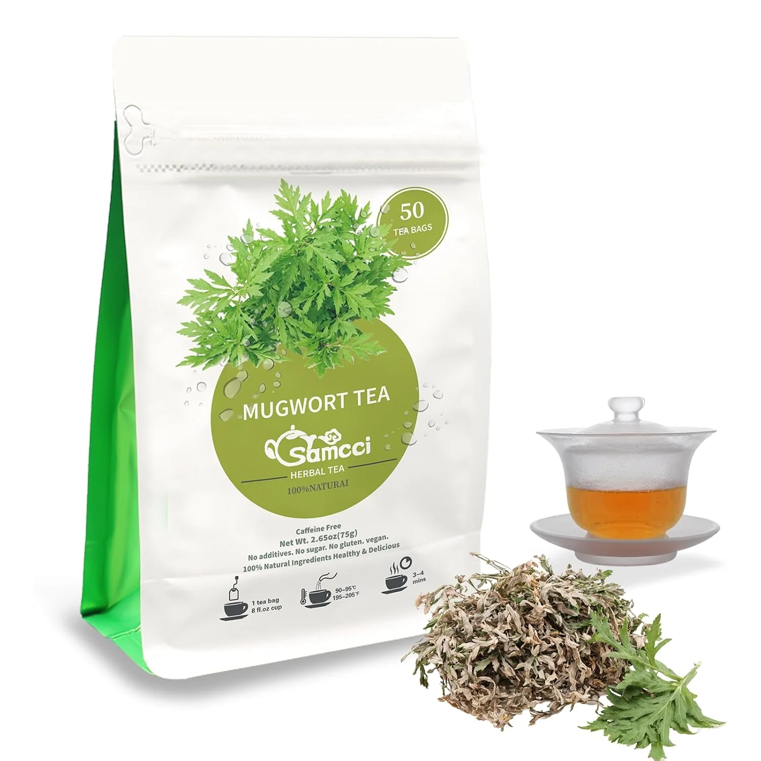 Artisan Samcci Mugwort Tea Bags – Natural Herbal Tea 50 Count Superior
