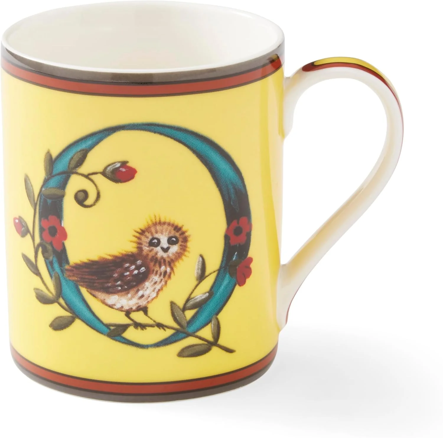 Fine Crafted Spode Kit Kemp 12oz Mug O Initial – Fine China Coffee Cup with Floral Alphabet Design Custom Letter Mug for Unique Gift Giving Innovative