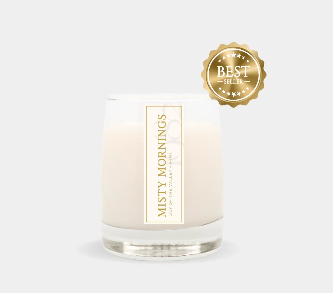 Expertly Made Misty Mornings 8.5 oz Single Wick – Notes Salt Water Morning Dew Lily of the Valley Lush Greens Recyclable