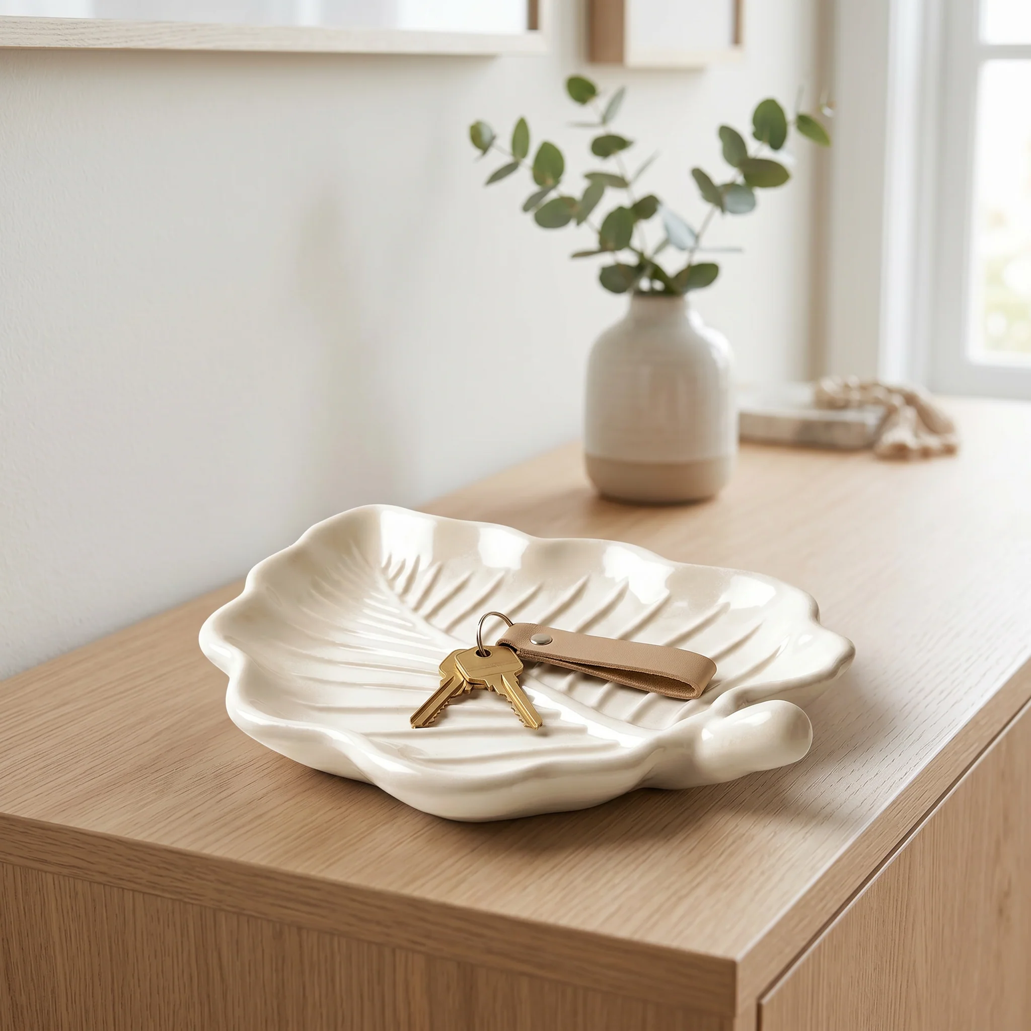 Trusted Elm Leaf Decorative Tray Gypsum White 6 Eco-Friendly