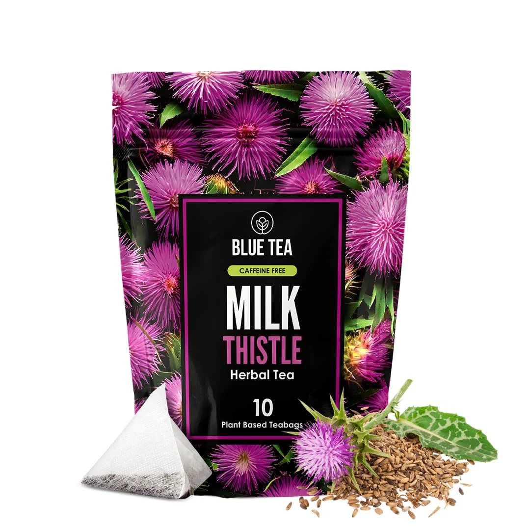User-Friendly Blue TEA – Milk Thistle Tea – 10 Count – Pyramid Plant Based Tea Bag Liver Cleaning and Immune Support Milk Thistle Seeds – Caffeine Secure