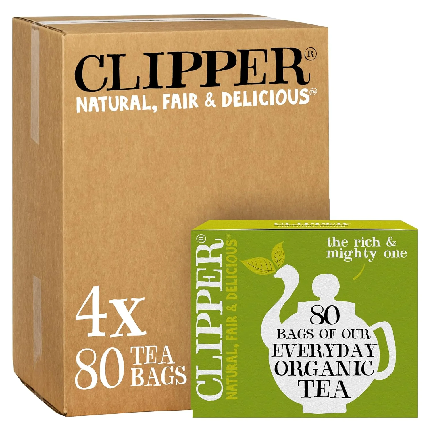 Pure Clipper Tea Organic Fairtrade Everyday – USDA Organic Non-GMO Fair Trade Sustainable Caffeinated British Tea 4 Pack 320 Unbleached Tea Bags Authentic