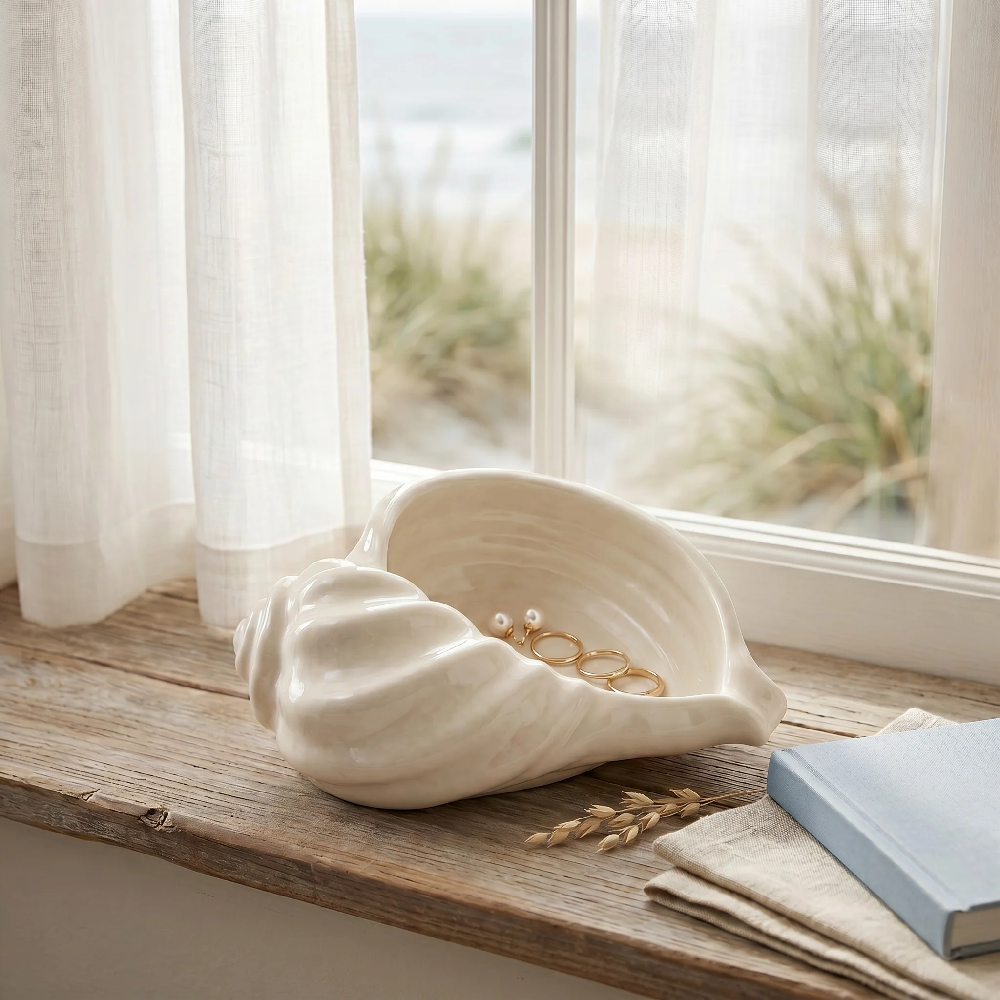 Contemporary Nautilus Shell Bowl Gypsum White 6.5 Elite