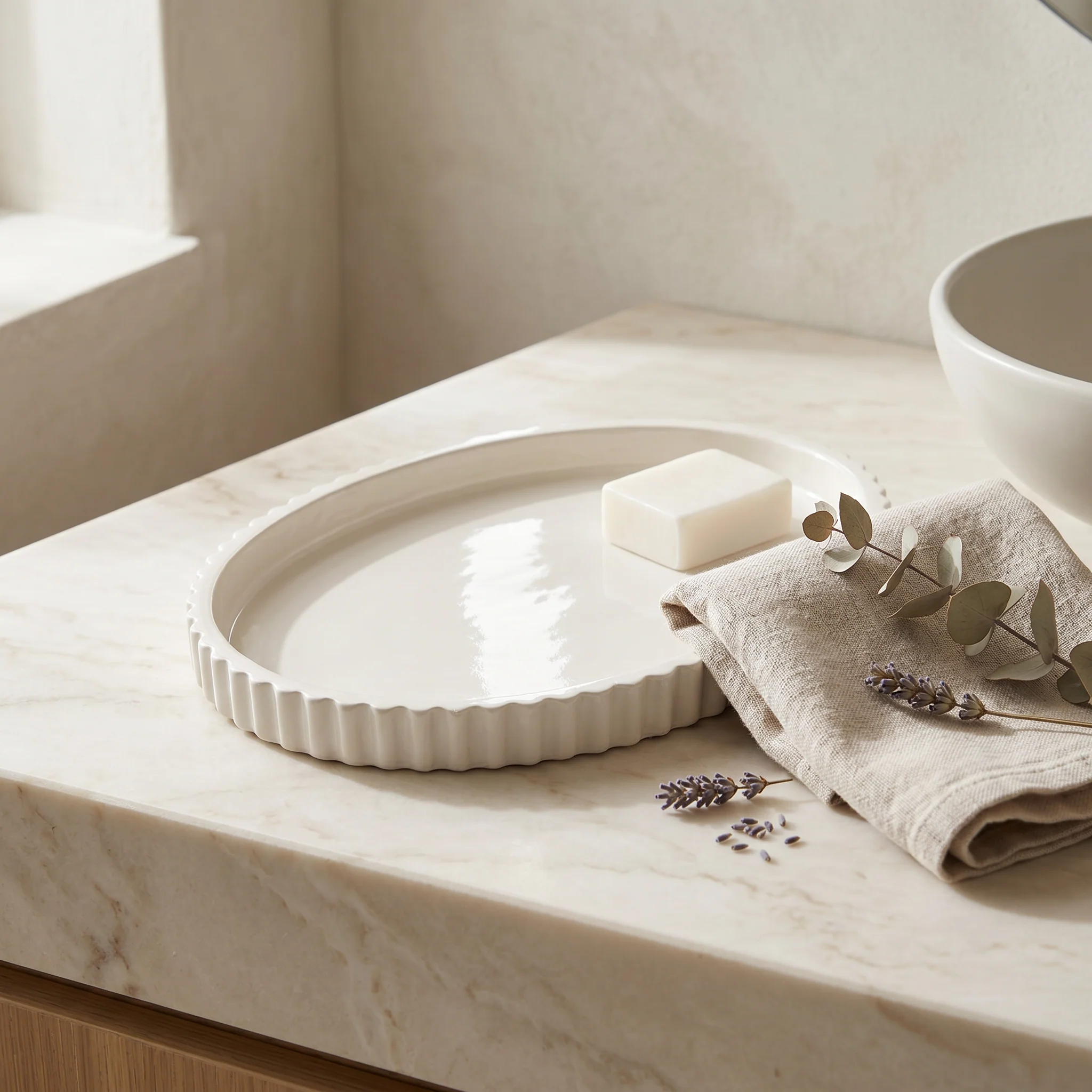 Crafted Scalloped Oval Tray Gypsum White 8 Outstanding