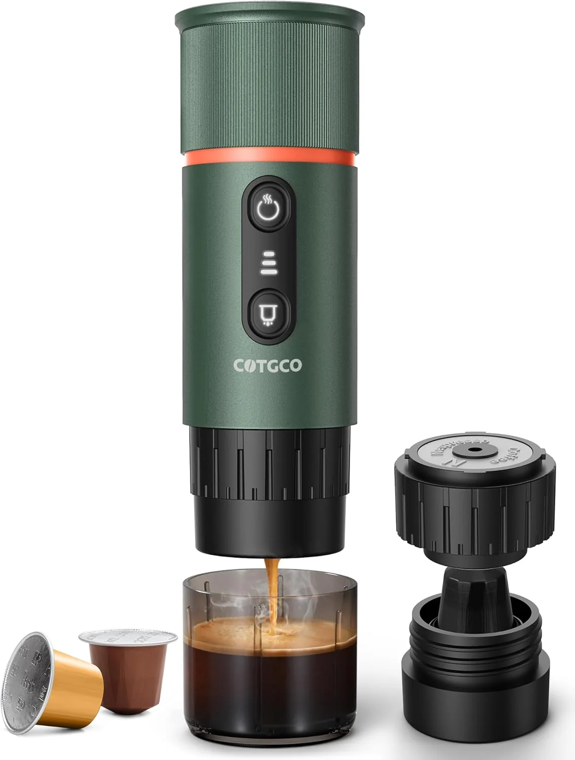 Lightweight Portable Espresso Coffee Maker Travel Coffee Maker for Camping 20 Bar Self‑Heating Rechargeable with USB-C with NS Capsule for Car Travel Camping Responsible