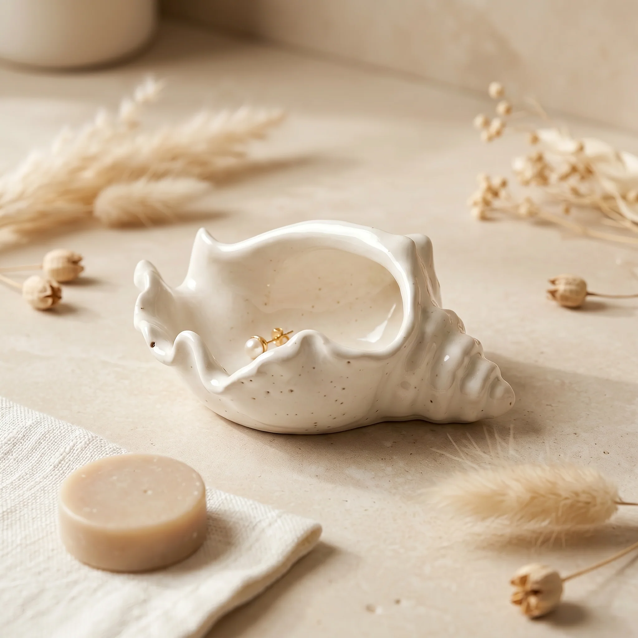 Trusted Conch Shell Bowl Gypsum White 6 Stylish