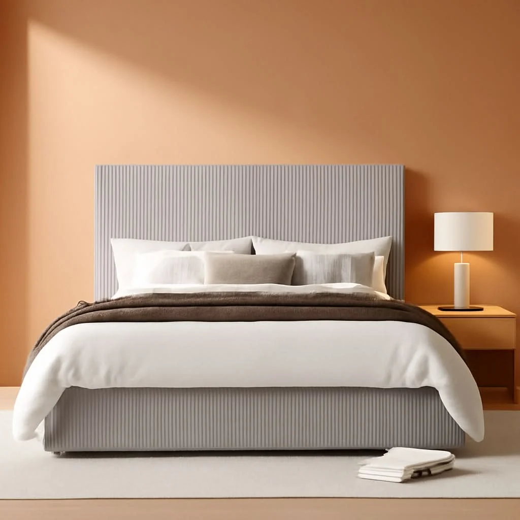 Expertly Made Full Size Corduroy Upholstered Bed Frame Head board High-End