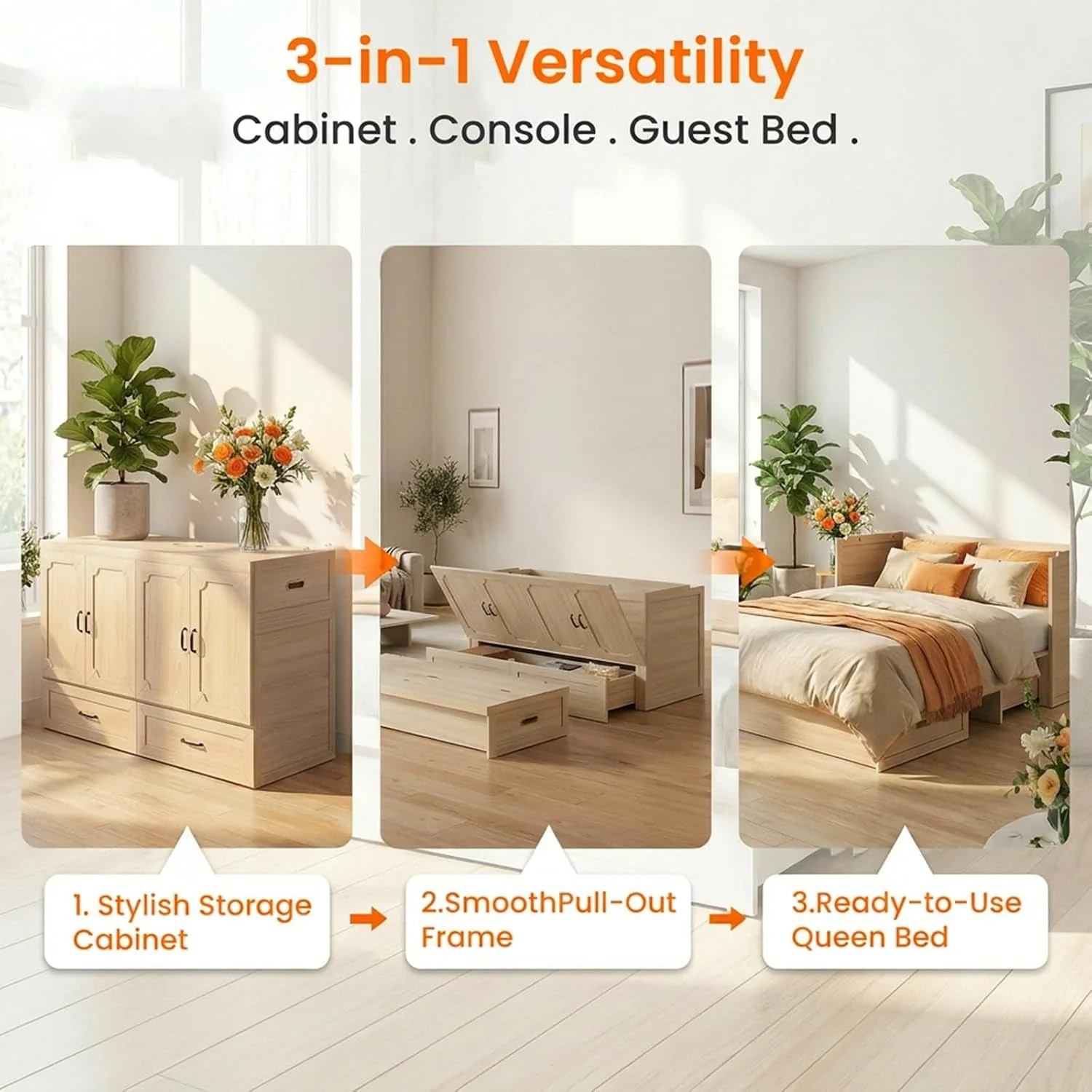 Verified Queen Murphy Bed With Mattress Natural Wood Storage Reliable