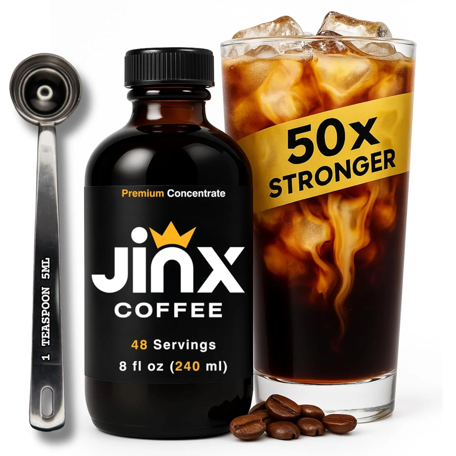 Innovative Jinx Coffee Concentrate – 50x Stronger Cold Brew Coffee Strong Caffeine Concentrated Liquid for Instant Hot or Iced Coffees Long-Lasting
