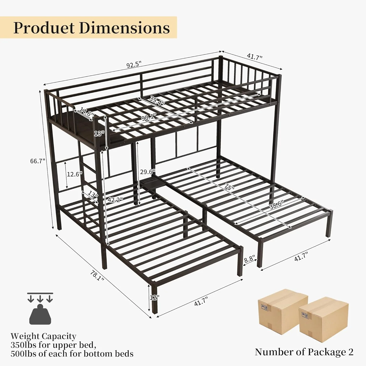 Green Obsidian Black Triple Bunk Bed With Charging Station Elite