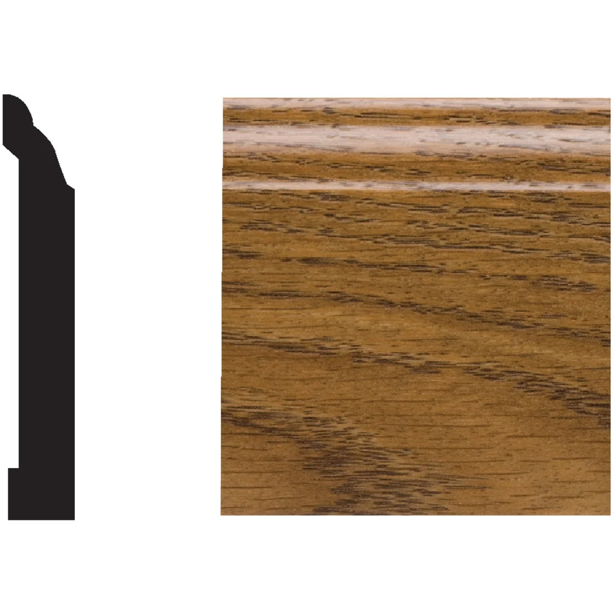 High-Performance Royal 9 16 In. W. x 3-1 4 In. H. x 8 Ft. L. Highland Oak PVC Interior Colonial Base Molding Detailed