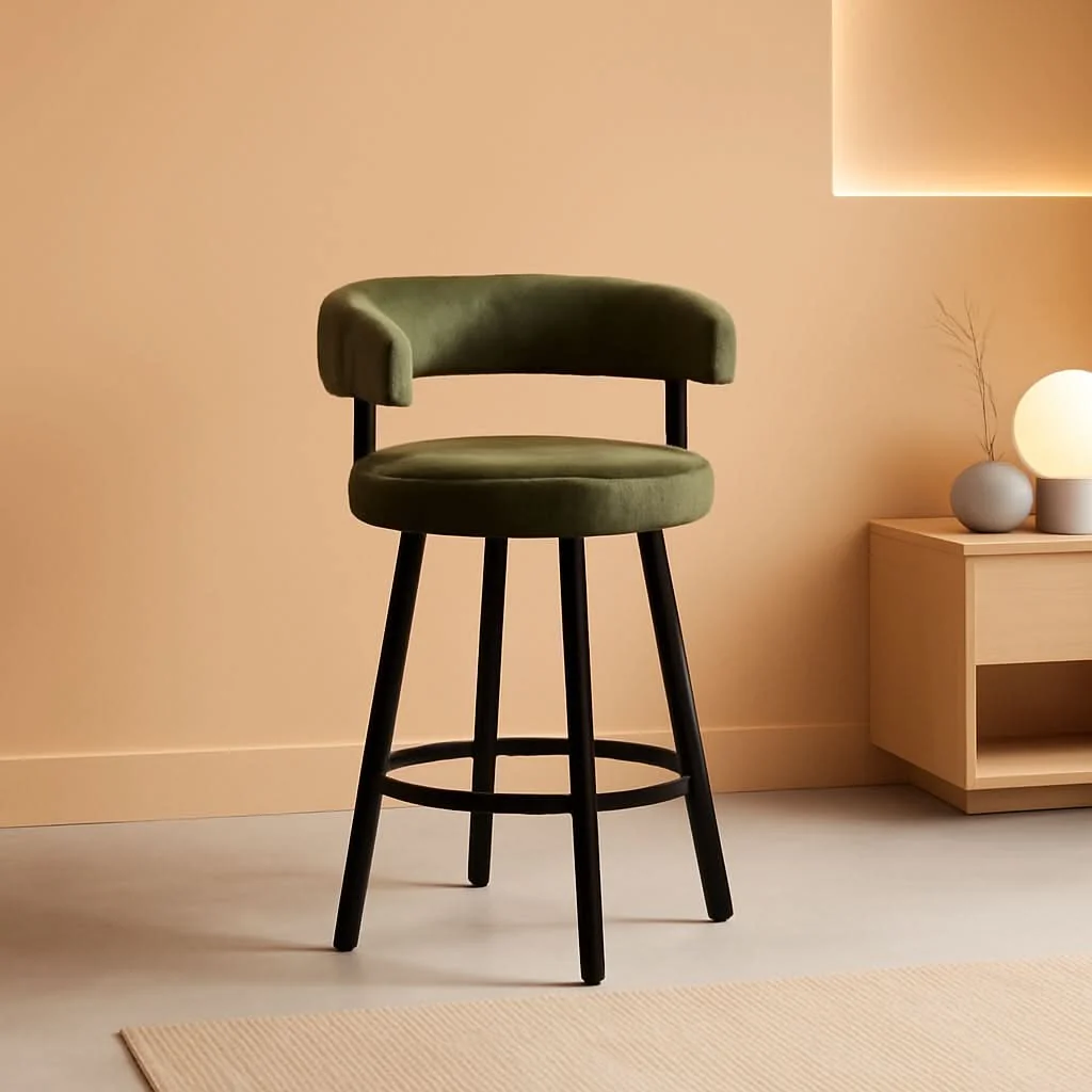 Certified Green Leather Counter Height Bar Stools Set Of 4 With Backs 25 Inch Sustainable
