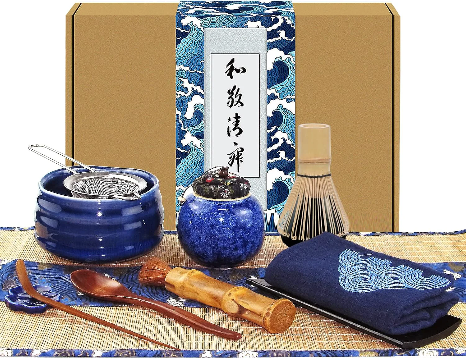 Unique Artcome 12Pcs Japanese Matcha Tea Set – Bowl Bamboo Whisk Holder Brush and Screen – Handmade Ceremony Kit for Traditional Tea Ceremony Fashionable
