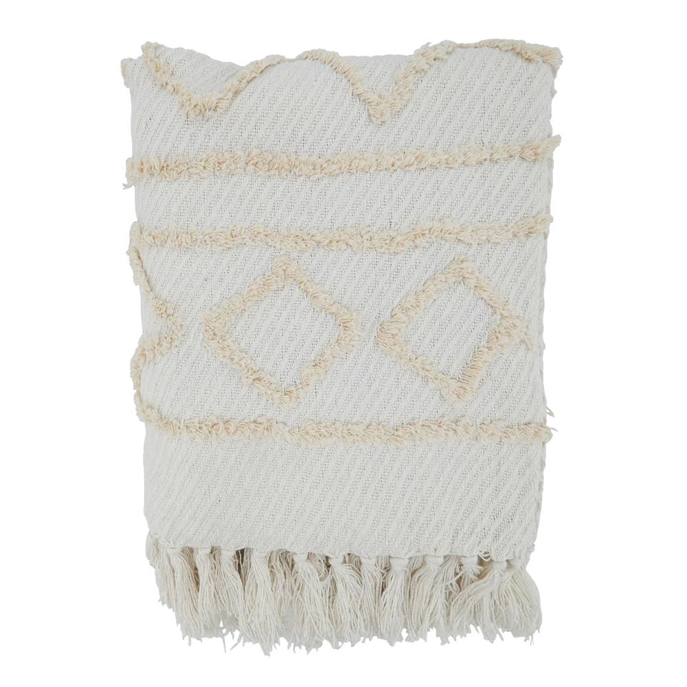 Artisan Diamond Embellished Throw Ivory Durable