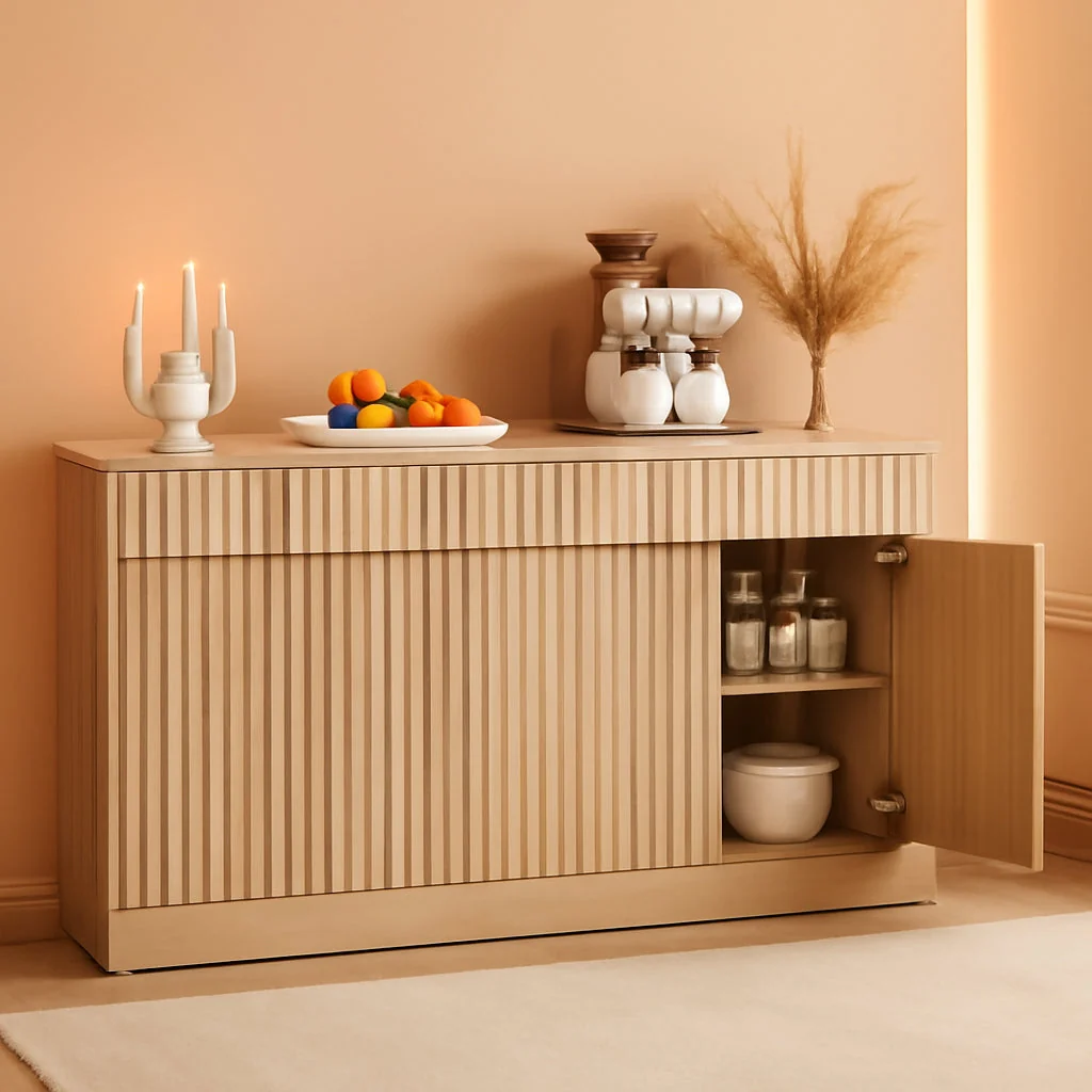 Genuine Oversized Buffet Cabinet With Walnut Finish Storage Reliable