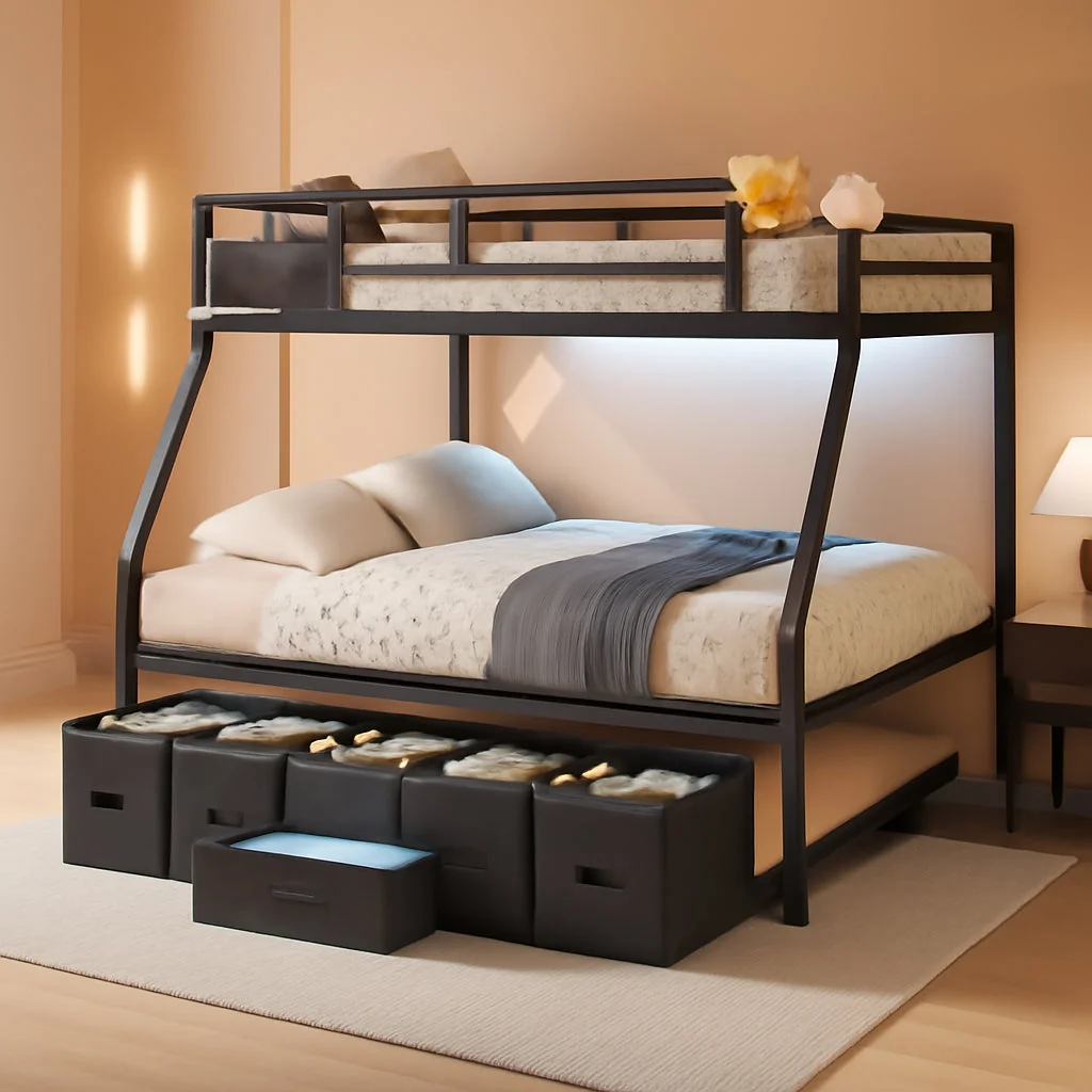 Enhanced Industrial Grade Metal Twin Over Full Bunk Bed Black Specialty