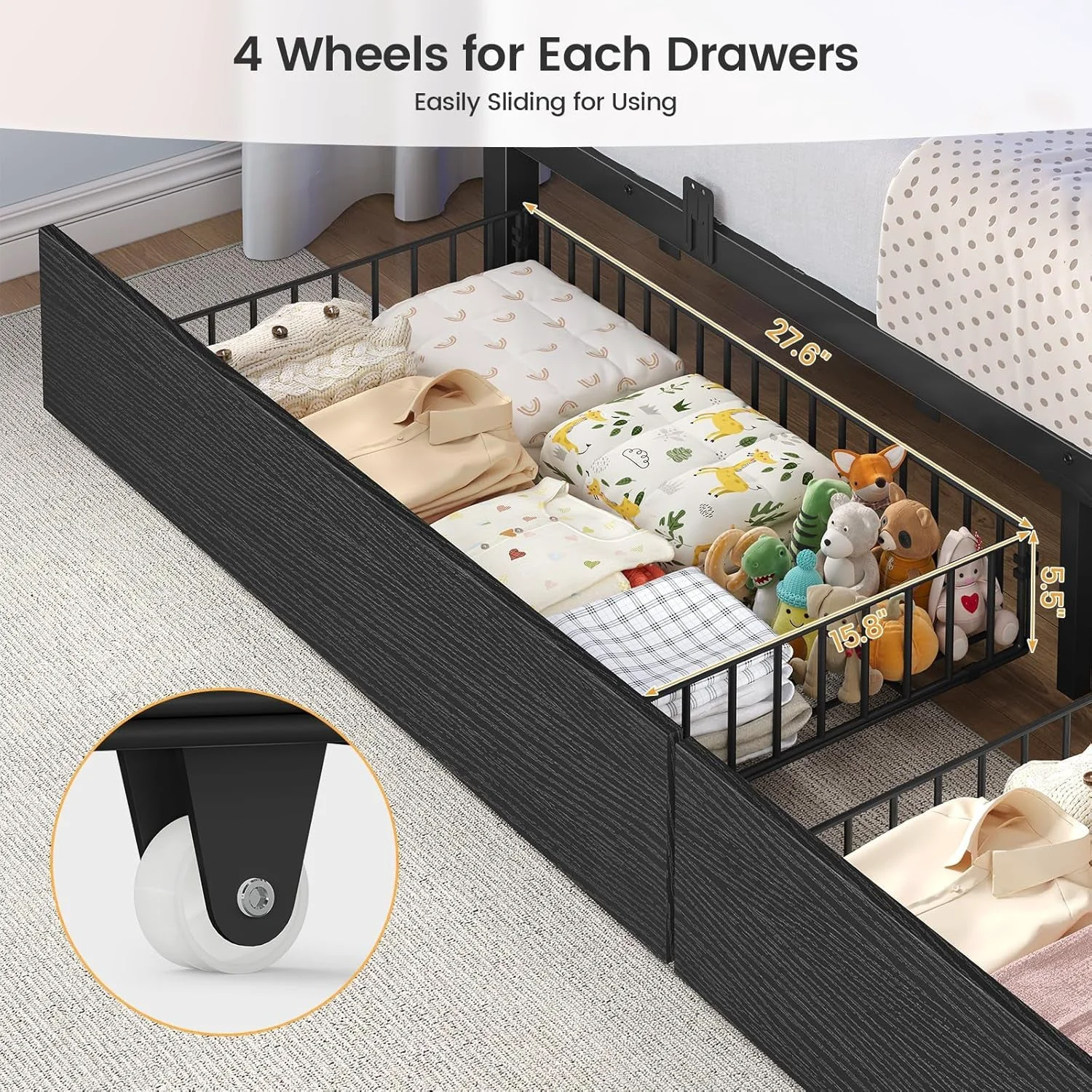 Powerful Metal Twin Sturdy Bunk Bed With Integrated Storage Drawers Prestigious