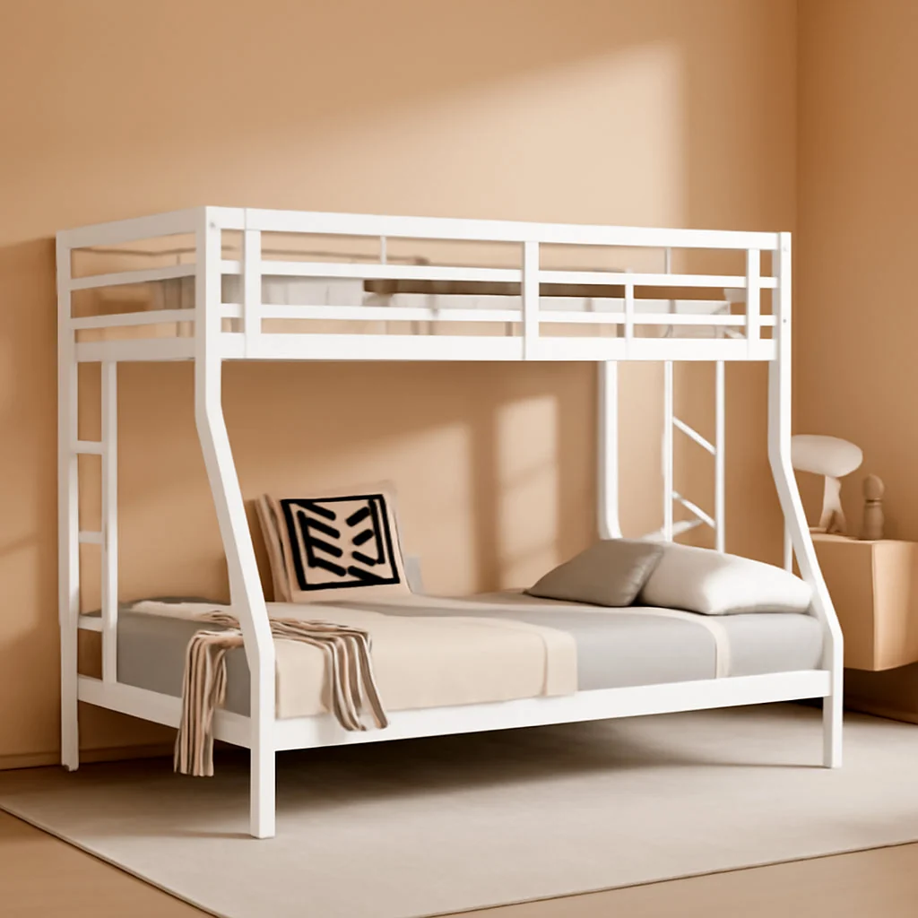 Practical White Full Size Durable Premium Quality Bunk Bed Frame Efficient