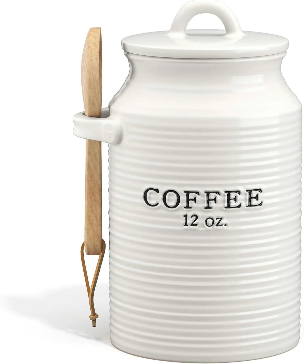 First-Class Barnyard Designs Coffee Canister for Kitchen Counter Decorative Ceramic Coffee Container Rustic Farmhouse Canister Jar White Coffee Premium Material