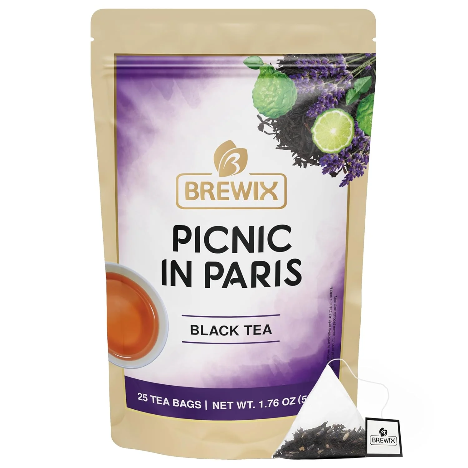 Fashionable Brewix Earl Grey with Lavender Tea Picnic in Paris Black Tea 25 Pyramid Tea Bags Black Tea with Bergamot Lavender and Vanilla Notes Gourmet Tea Verified