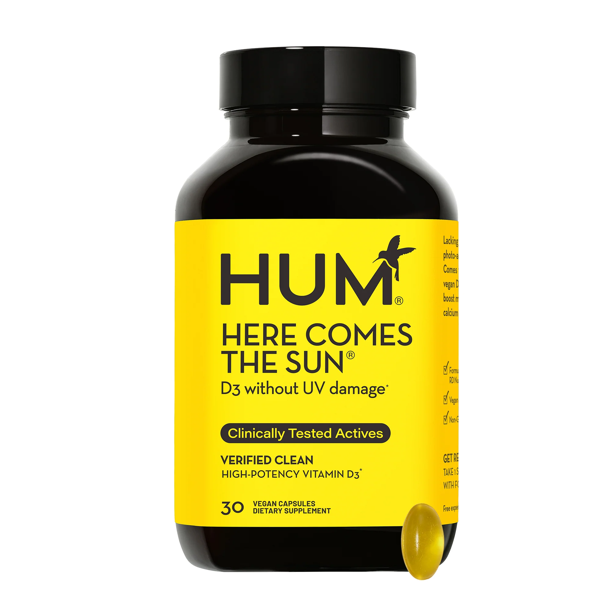 Breathable HUM Nutrition Here Comes The Sun Vitamin D3 Supplement Expertly Made